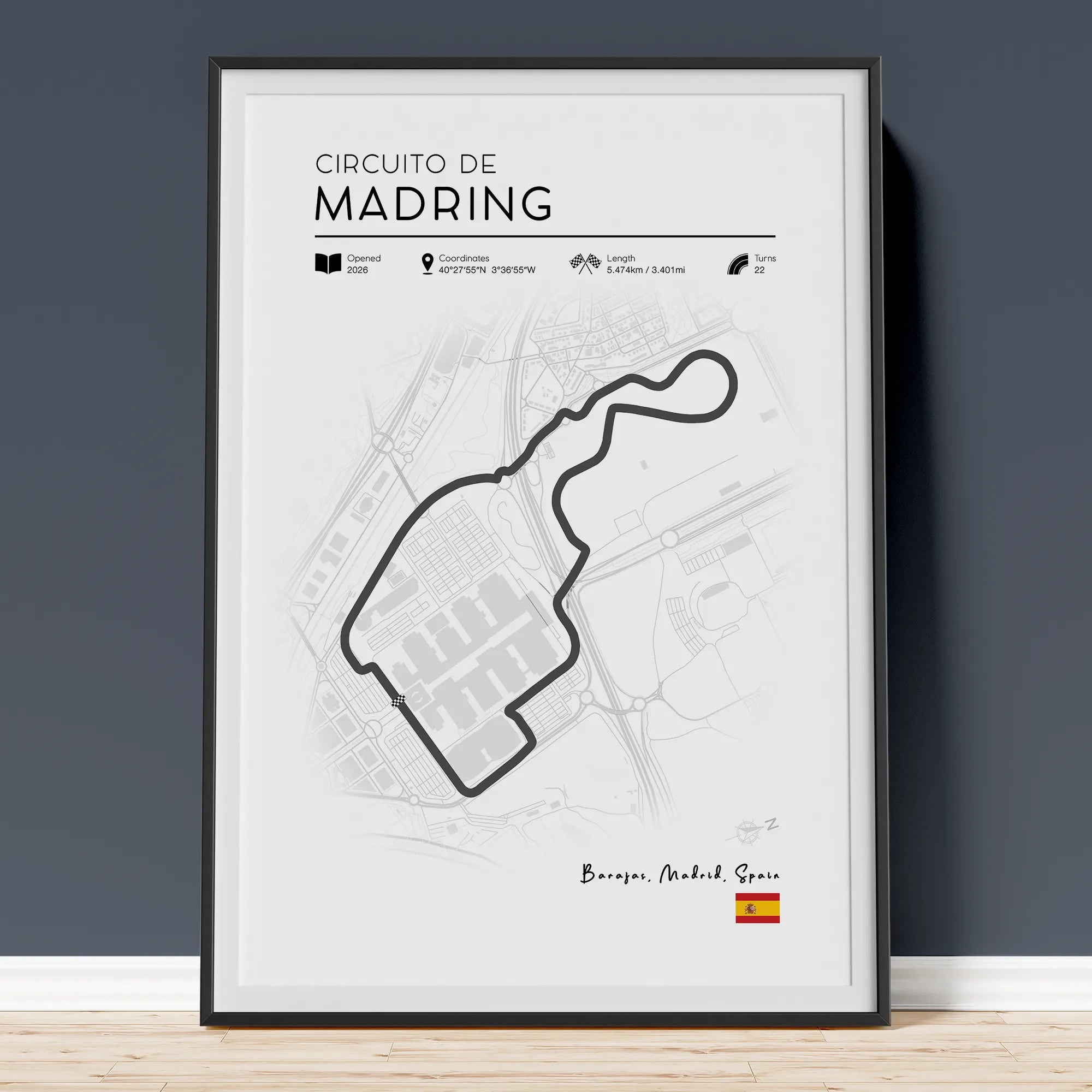Madring F1 Track Poster 2026 Spanish Grand Prix Madrid Circuit Layout Wall Art