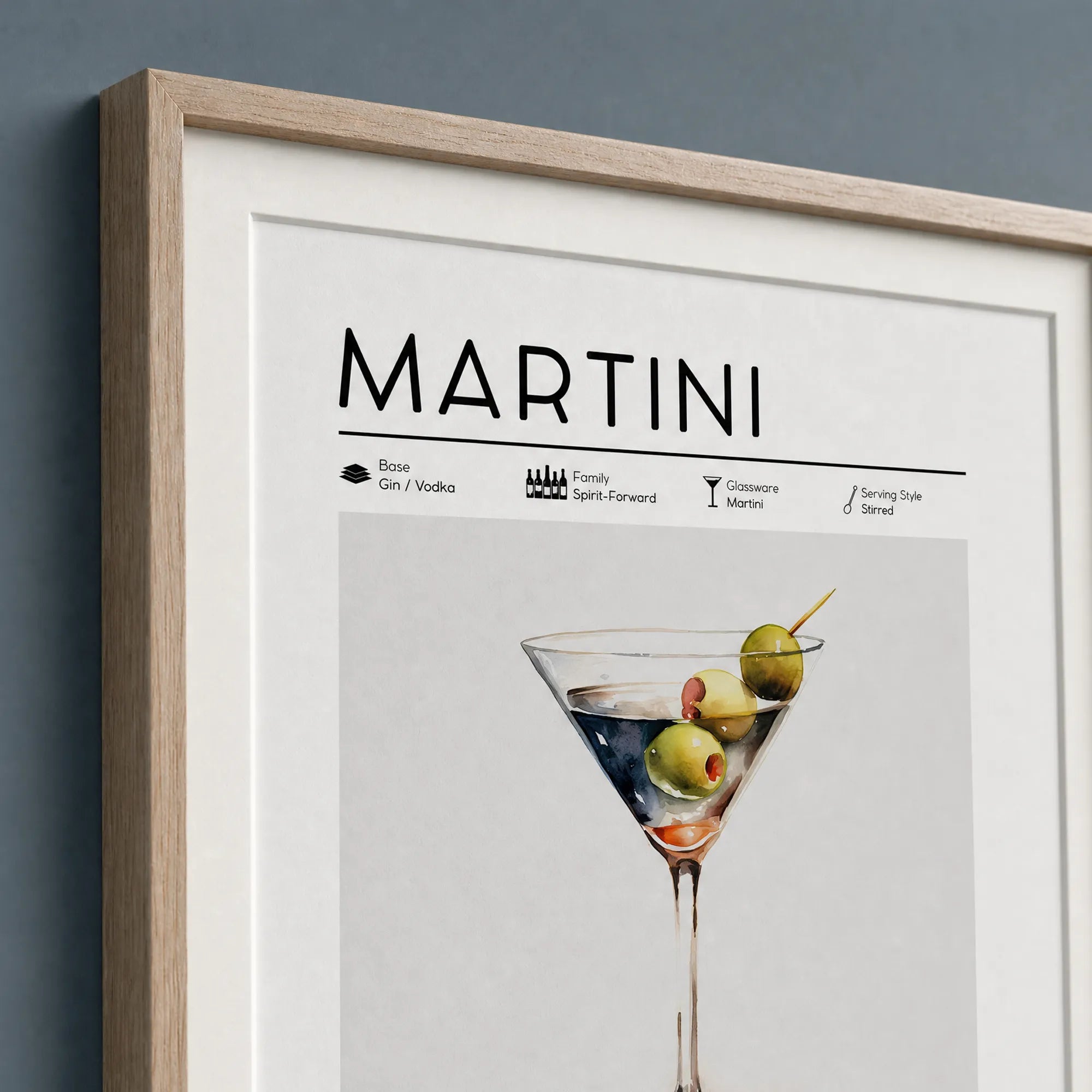 Close up detail of a Studio Pacific Art Martini poster