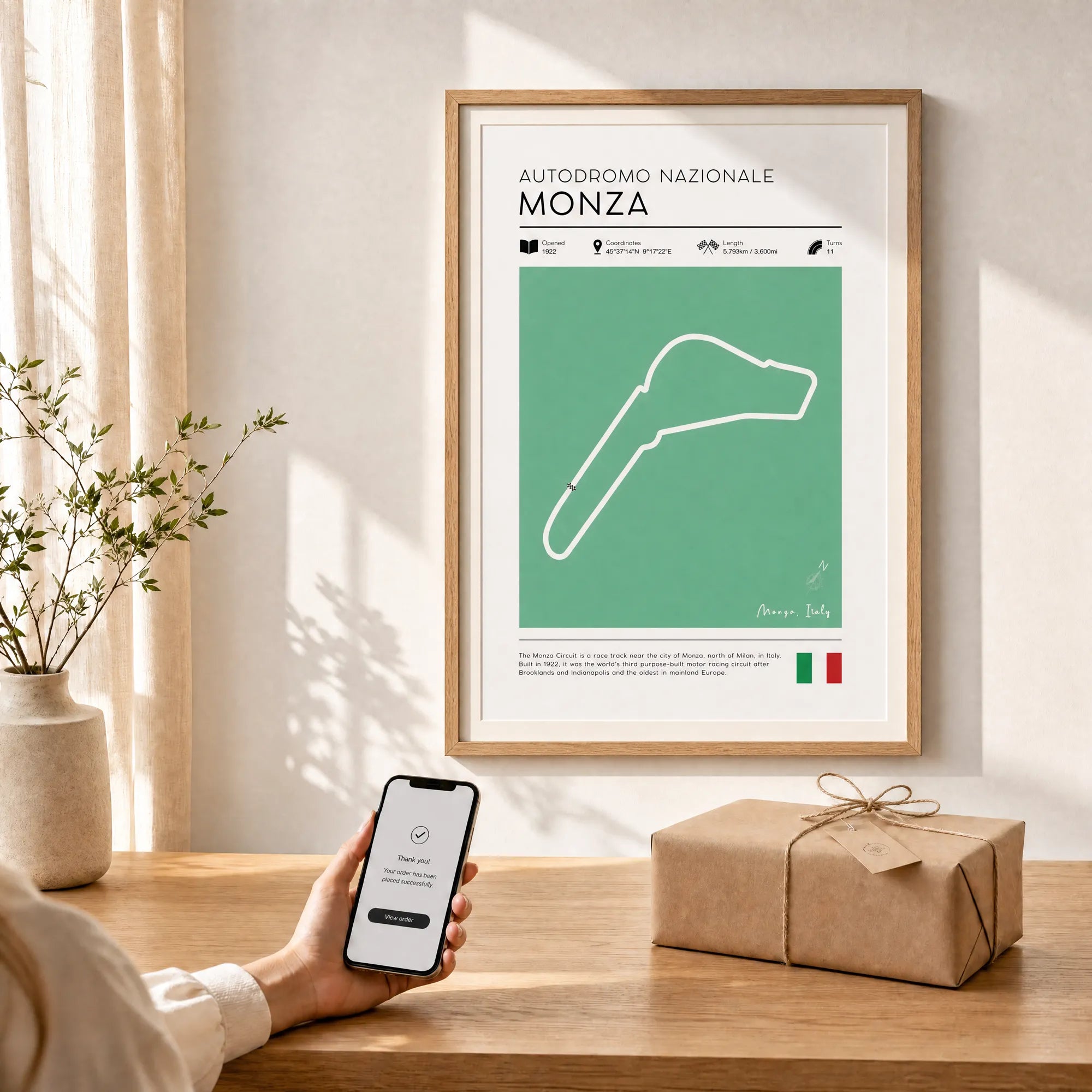 F1 track wall art, Monza Poster