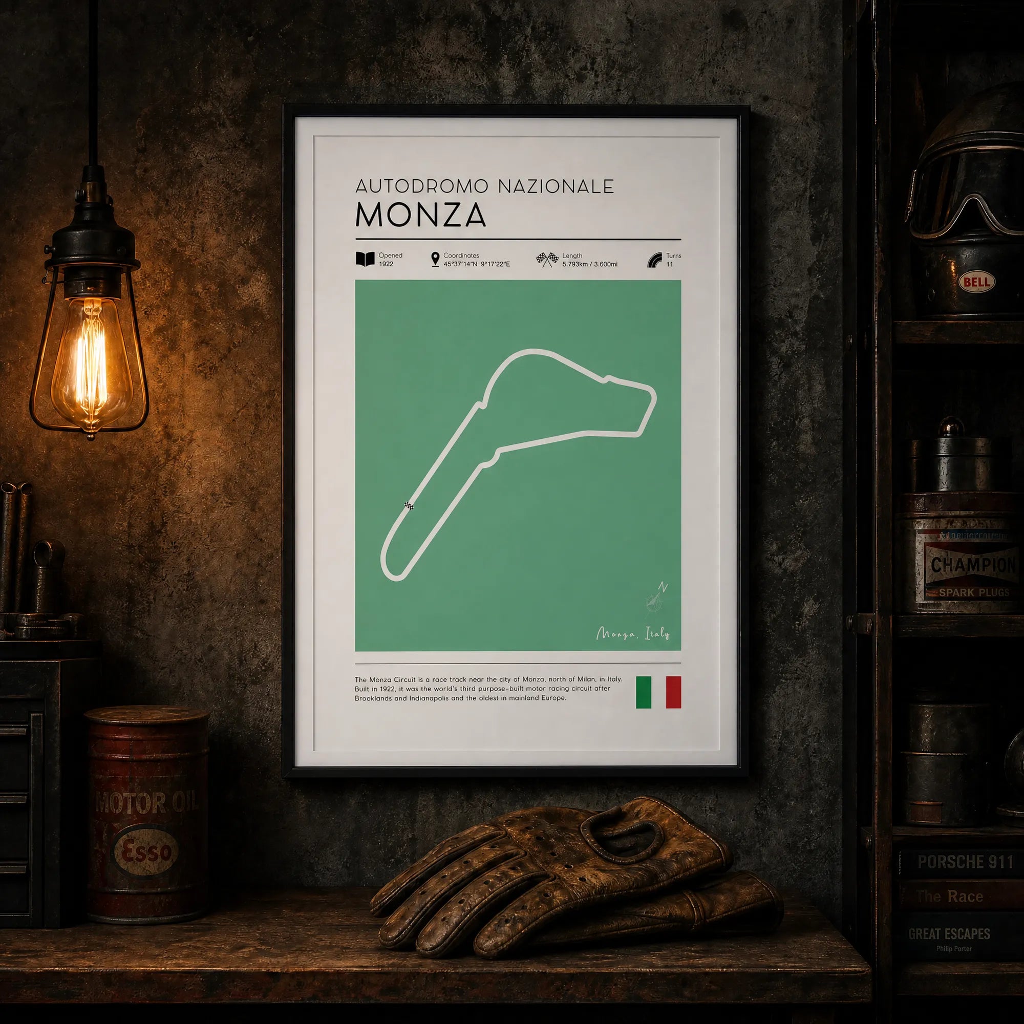 Formula 1 race track wall art, Monza Poster