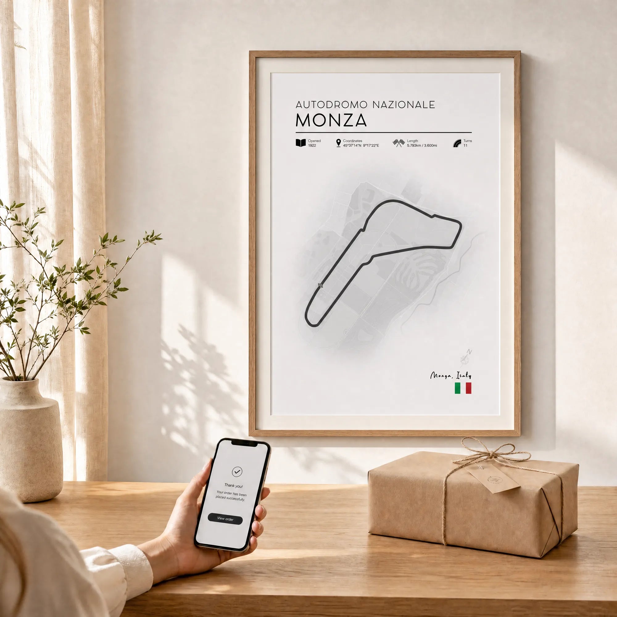 Monza, printable minimalist formula 1 art download