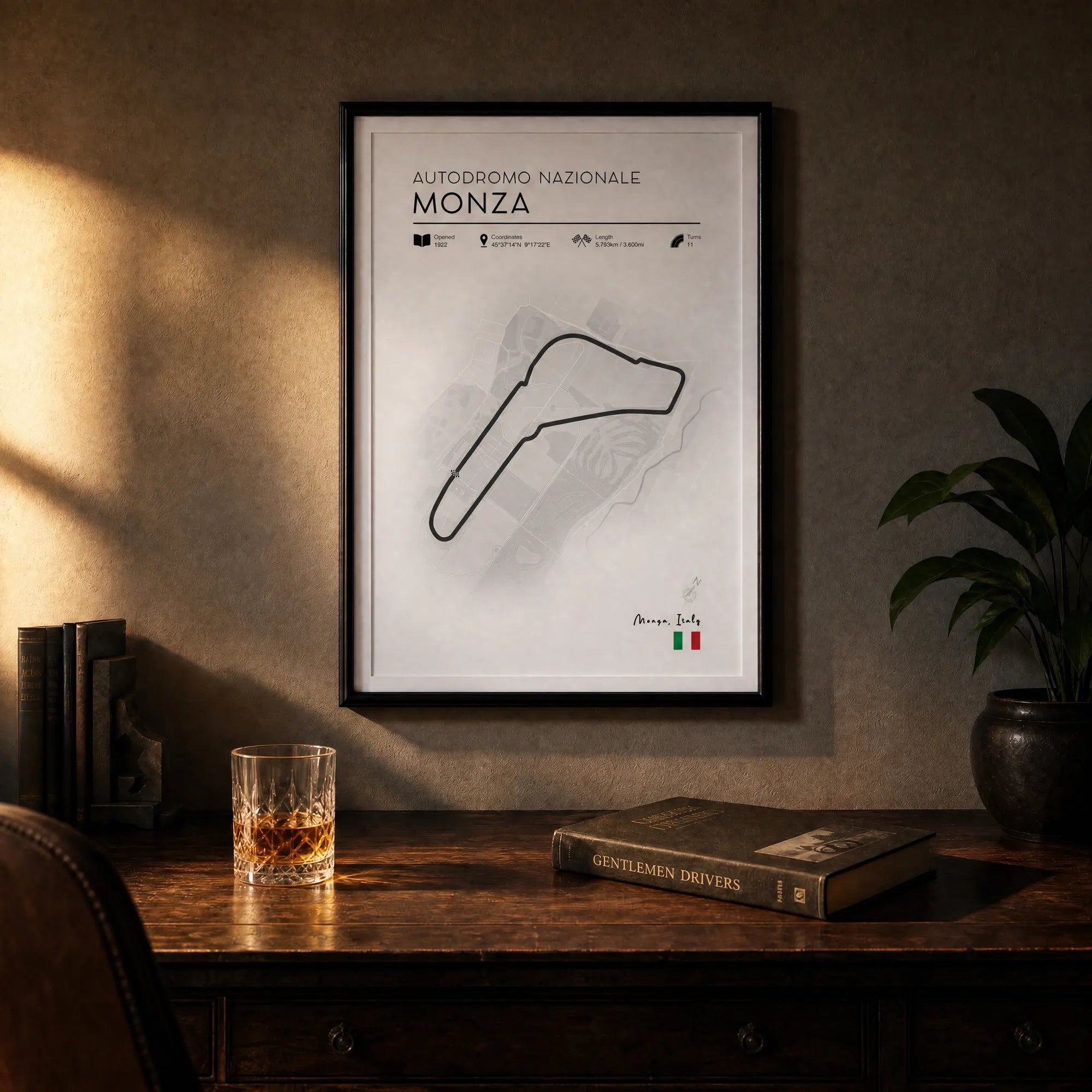Minimalist Monza Grand Prix Poster, F1 race track poster, clean motorsport wall art