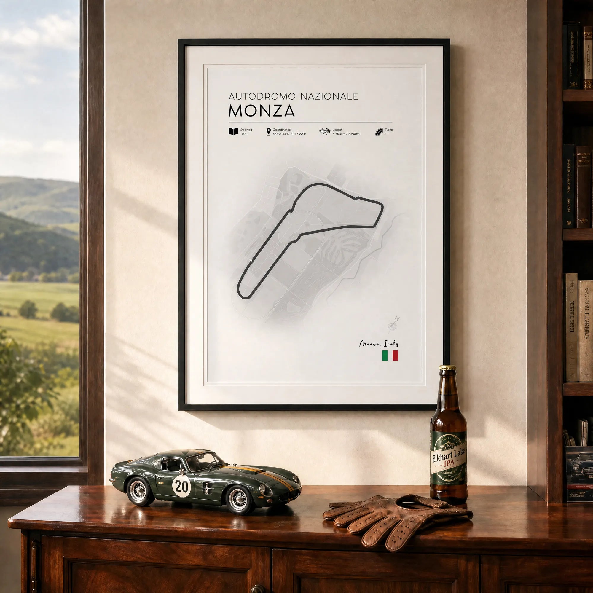 Minimalist Monza Grand Prix Poster, Minimalist Monza F1 race track poster, clean motorsport wall art