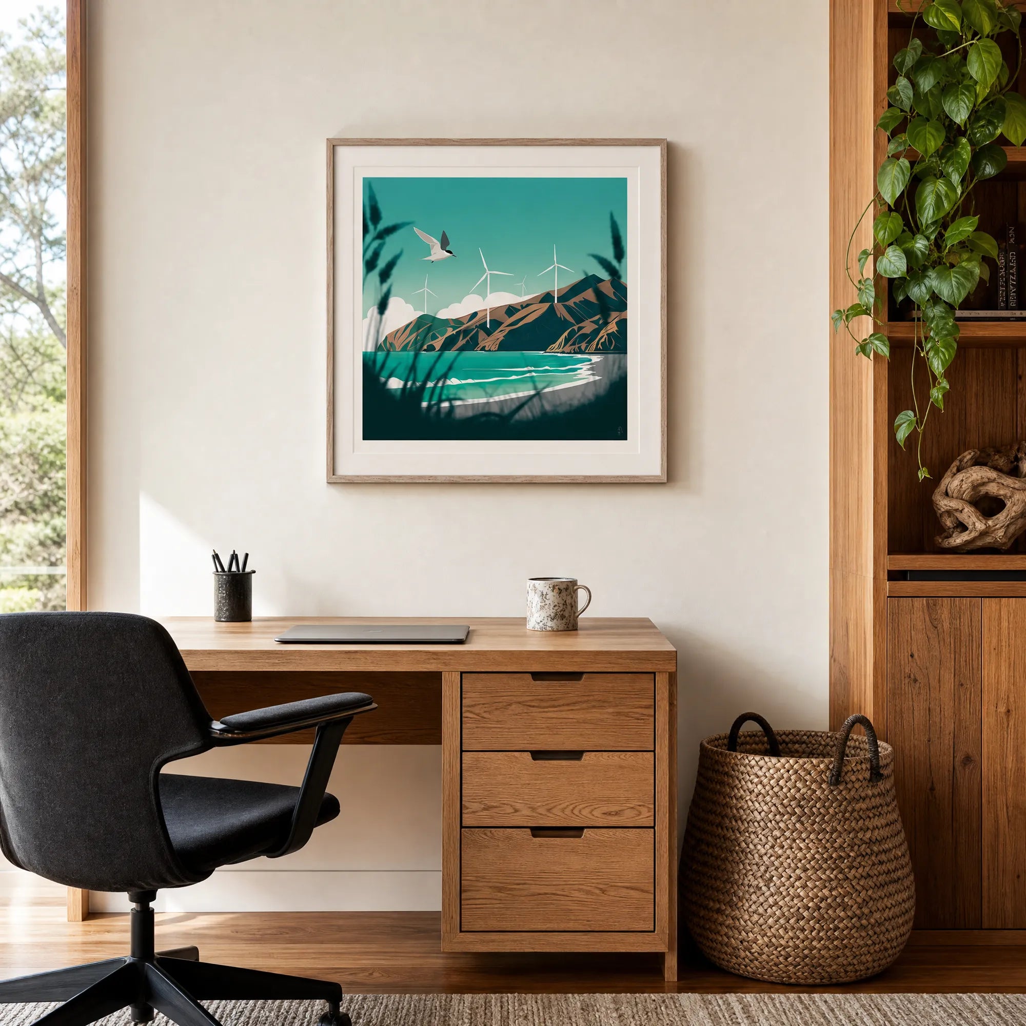 Makara Beach NZ Art Print – New Zealand Landscape Digital Artwork