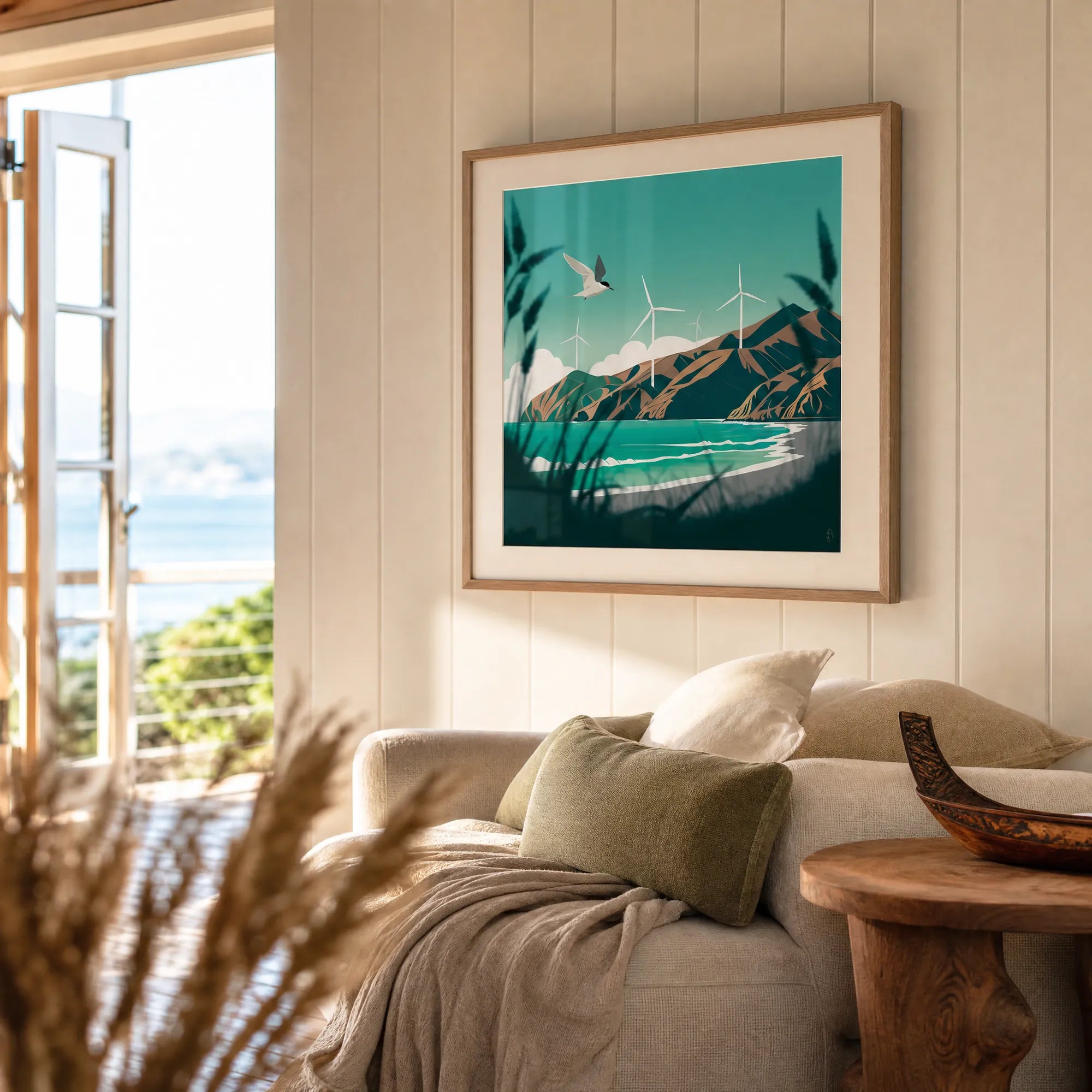 Makara Beach NZ Art Print – New Zealand Landscape Digital Artwork