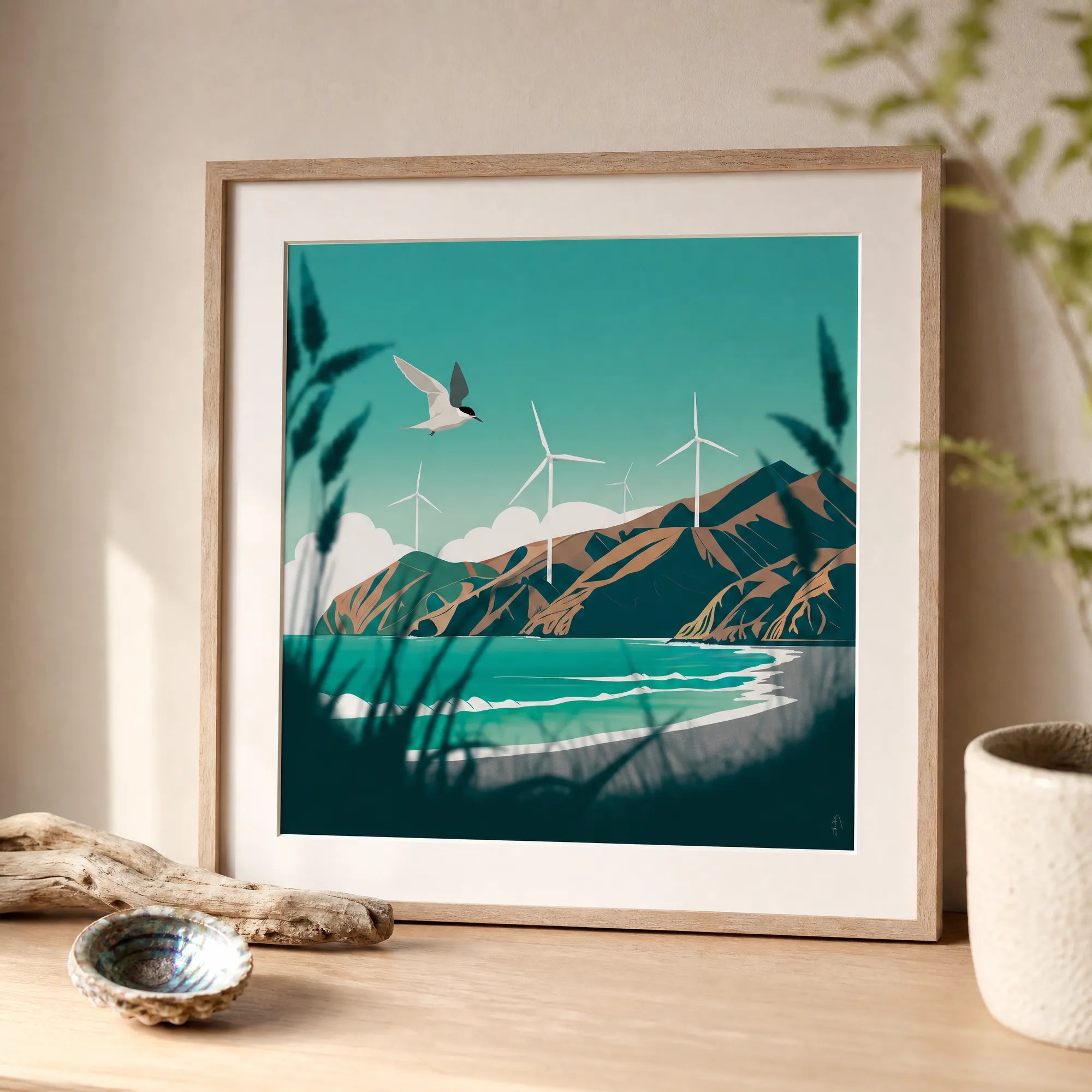 Makara Beach NZ Art Print – New Zealand Landscape Digital Artwork