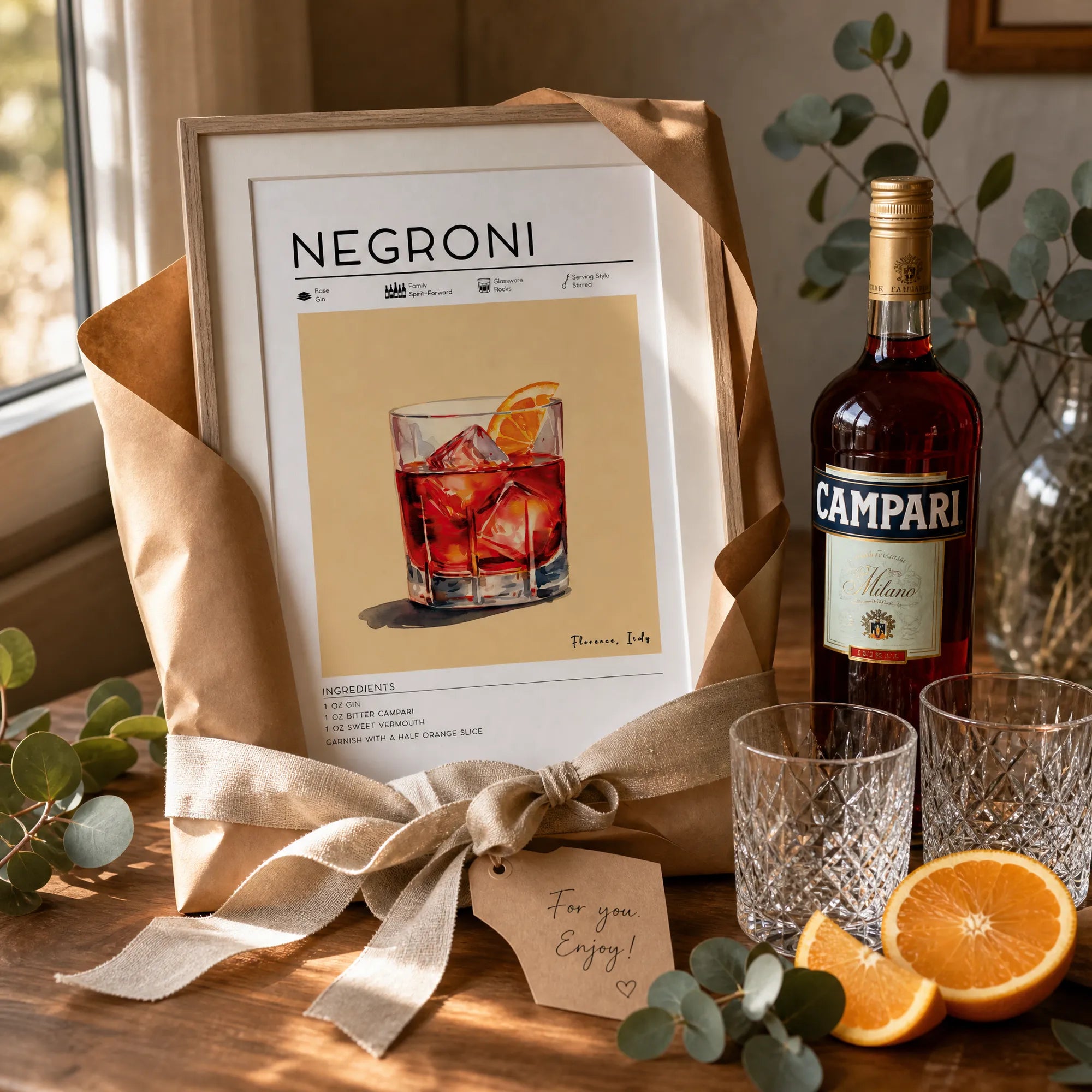 Negroni Cocktail Poster - Printable Bar Art