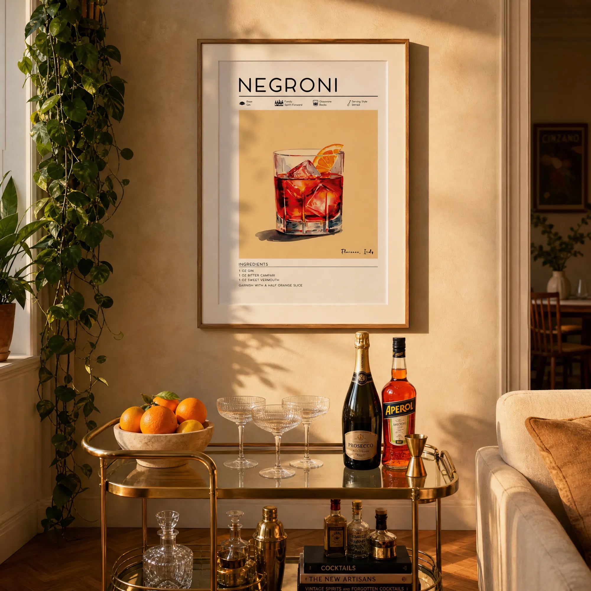 Negroni Cocktail Poster - Printable Bar Art