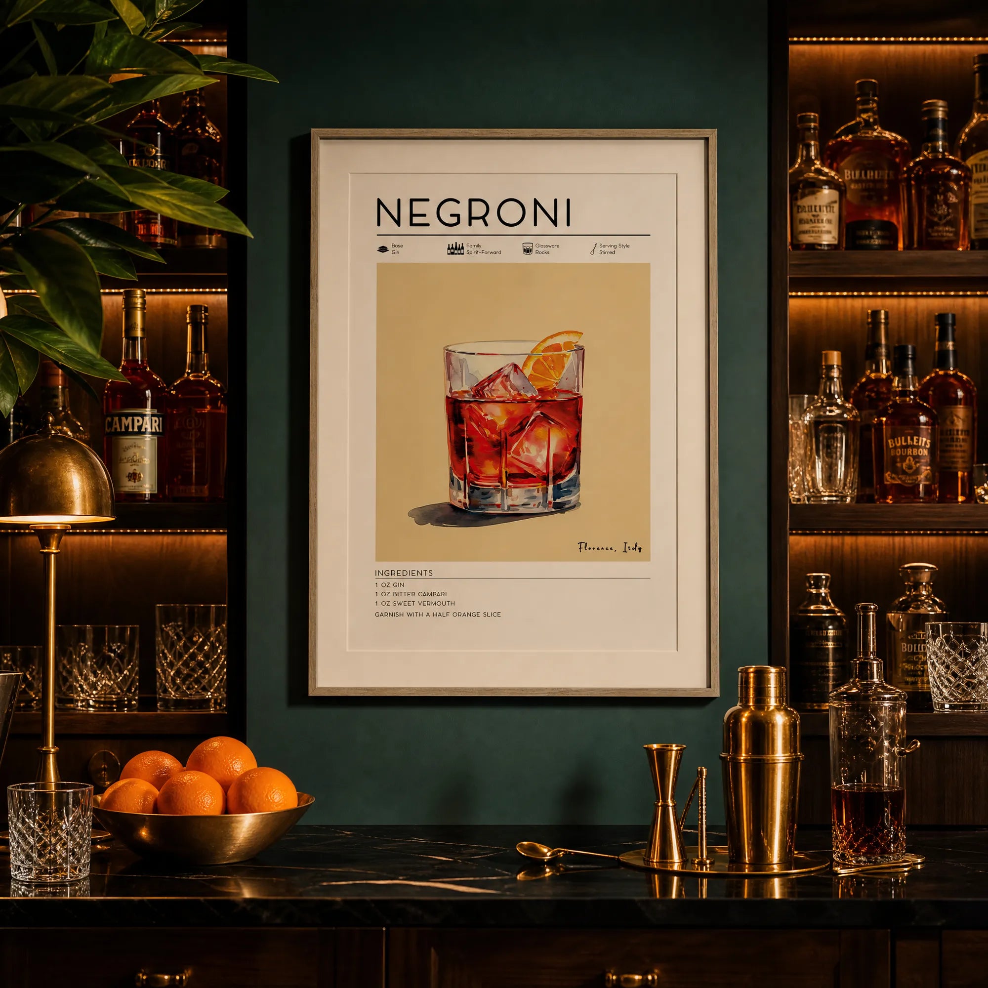 Negroni Cocktail Poster - Printable Bar Art
