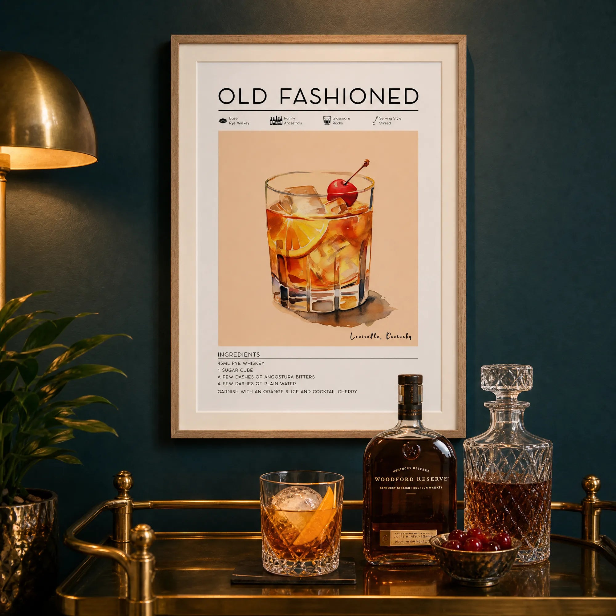 Old Fashioned Cocktail Poster - Printable Bar Art