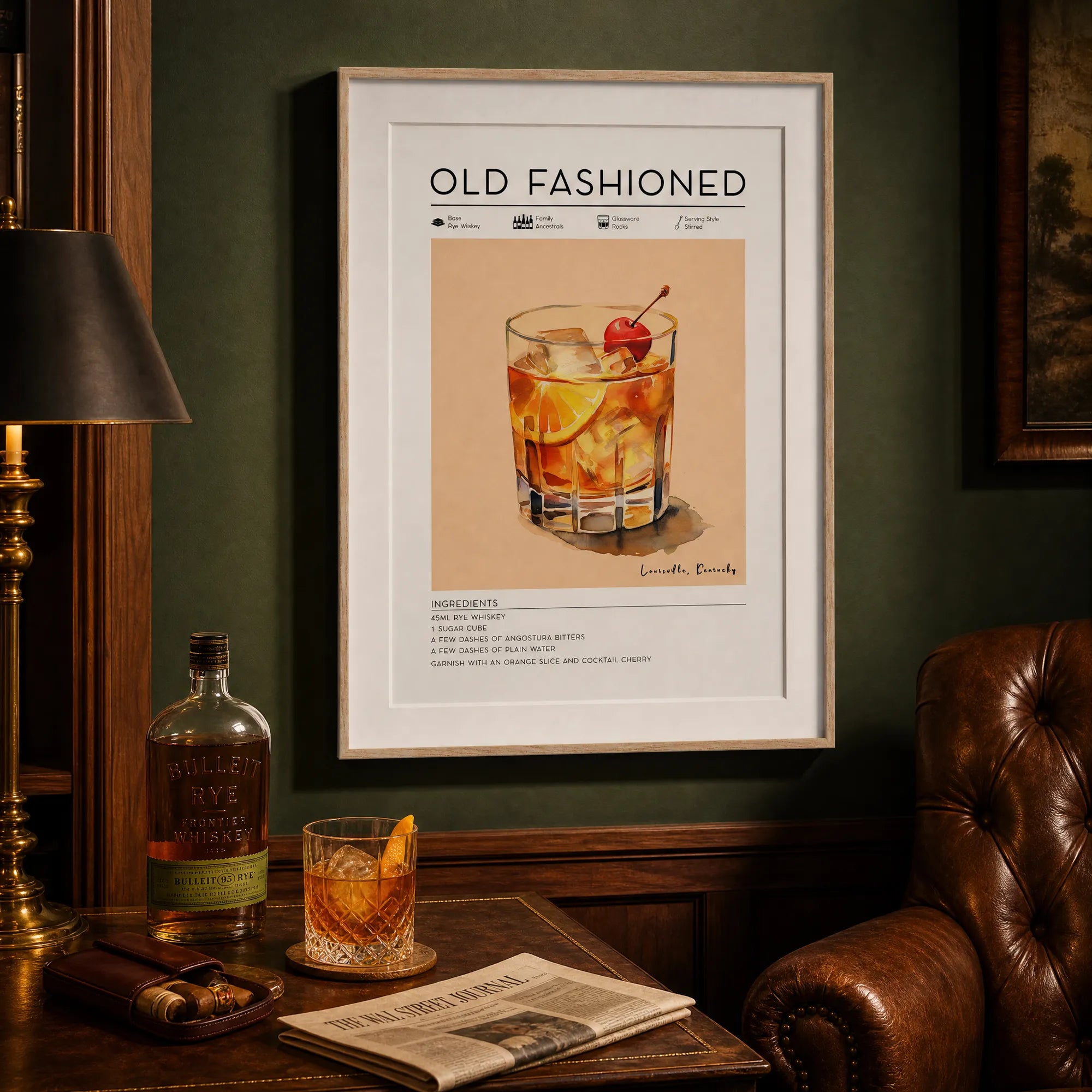 Old Fashioned Cocktail Poster - Printable Bar Art