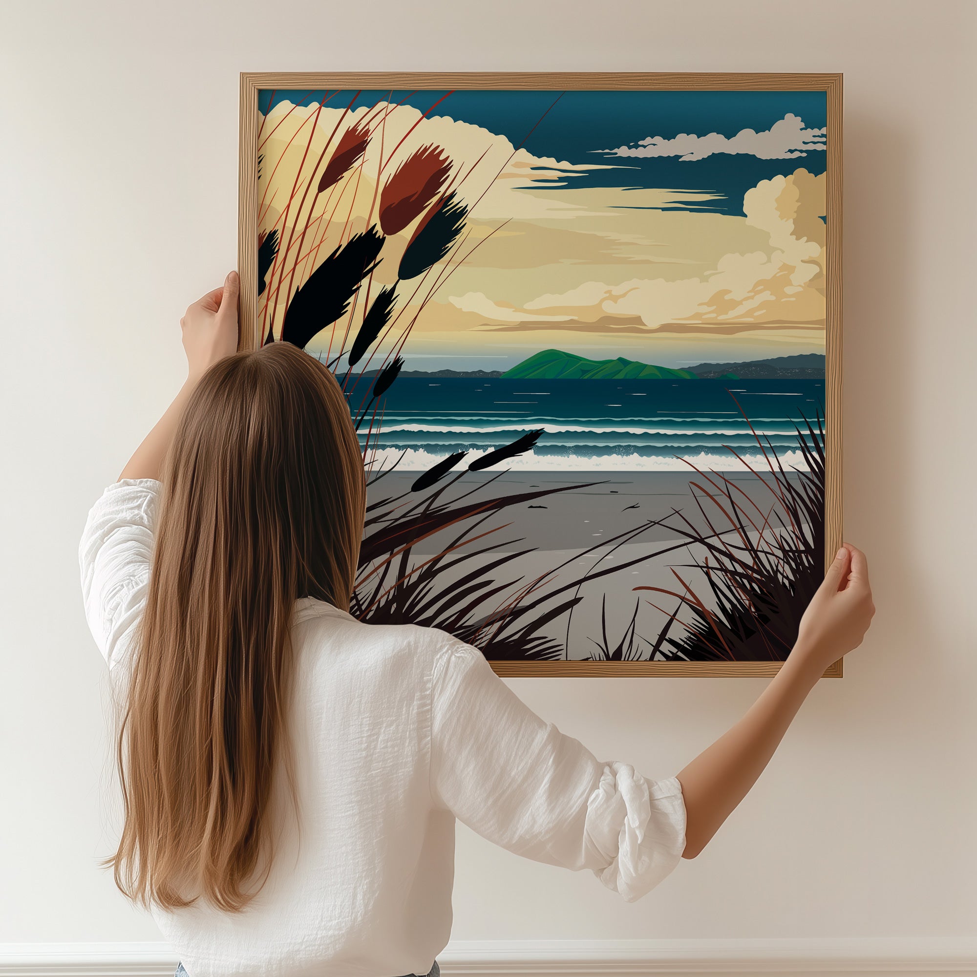 New Zealand coastal art print Petone Beach