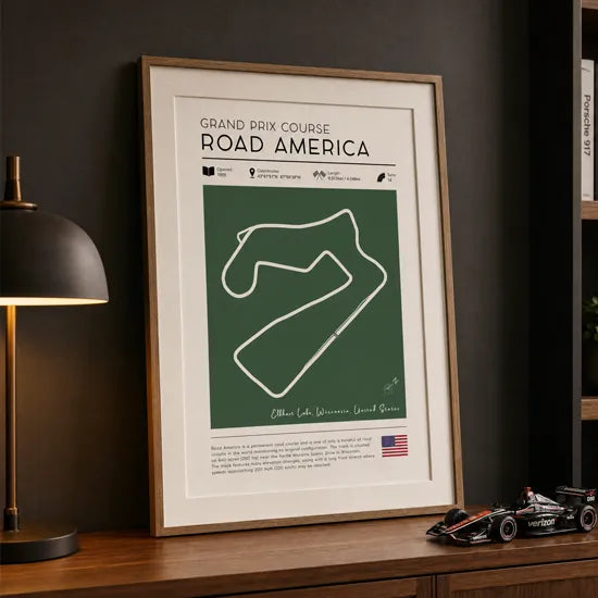 Racetrack art print poster, hand-drawn motorsport circuit wall art for F1 and racing fans