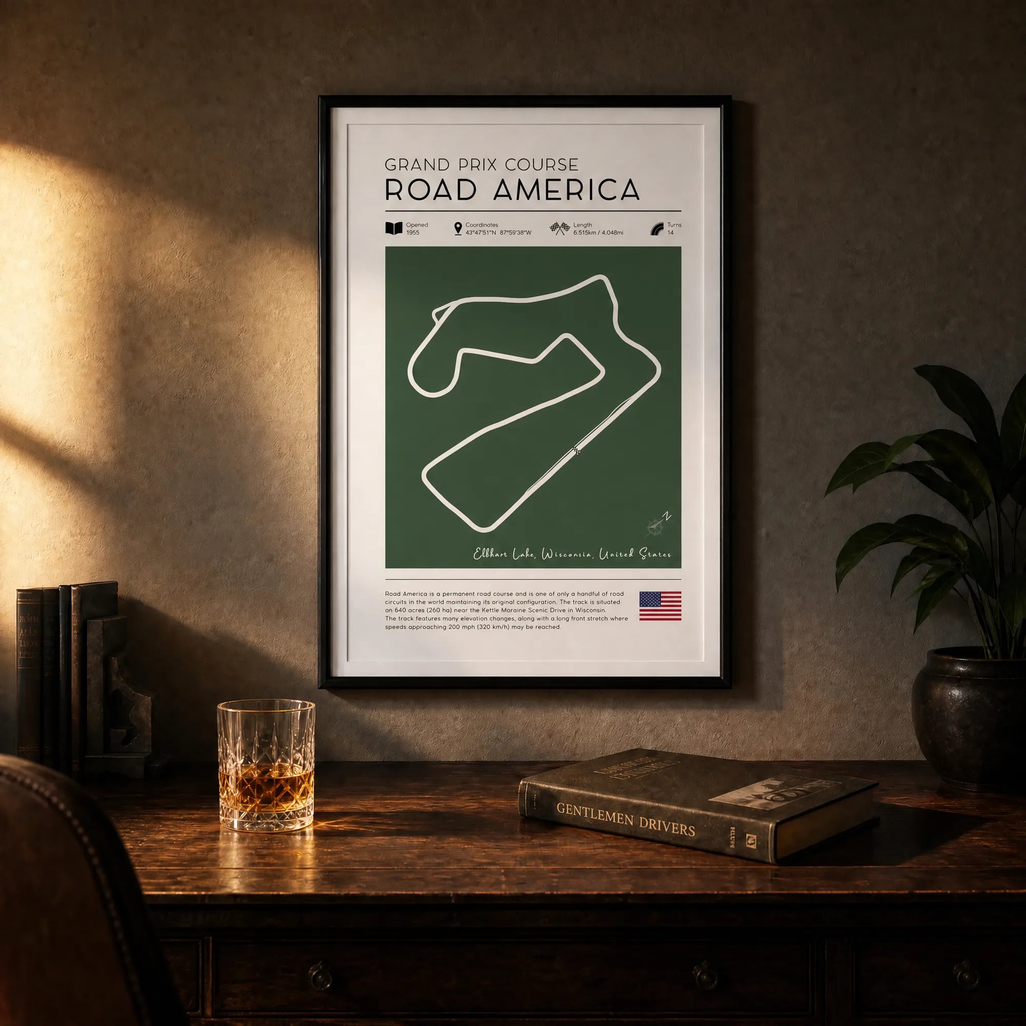 Road America Poster printable vintage race track wall art download