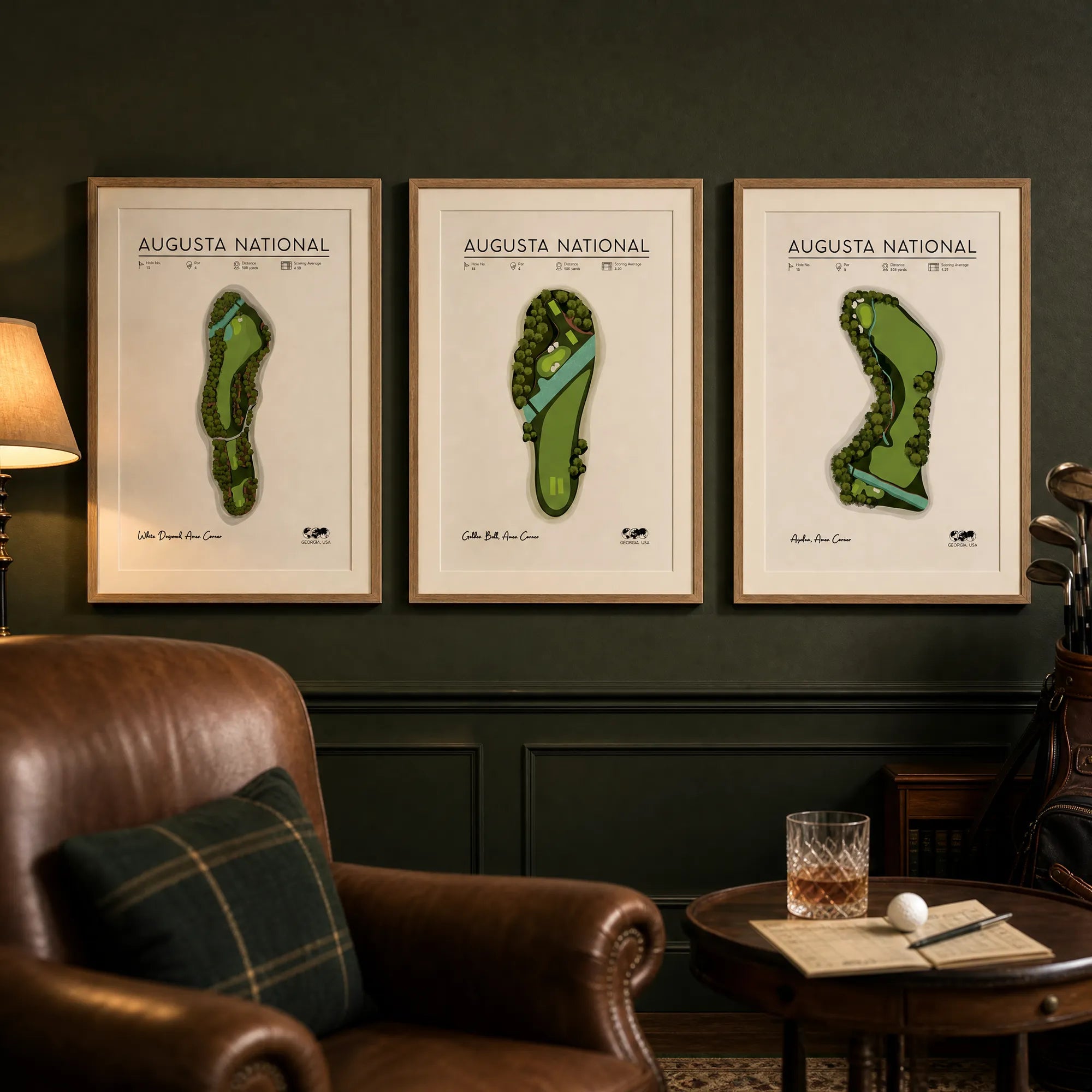 Golf Artwork Set: Famous Golf Courses Prints