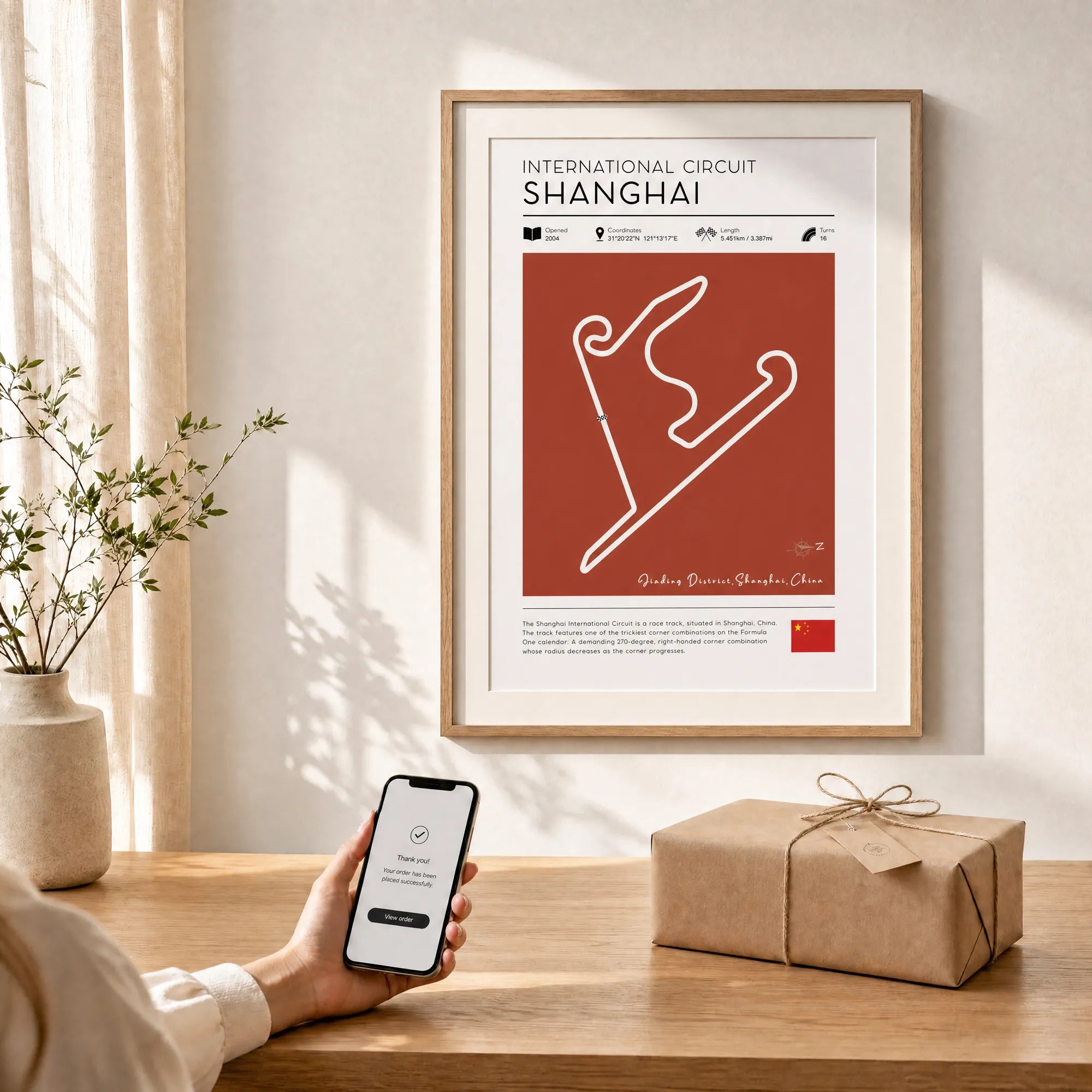 Vintage Shanghai F1 race track poster -minimal motorsport wall art gift for f1 fan