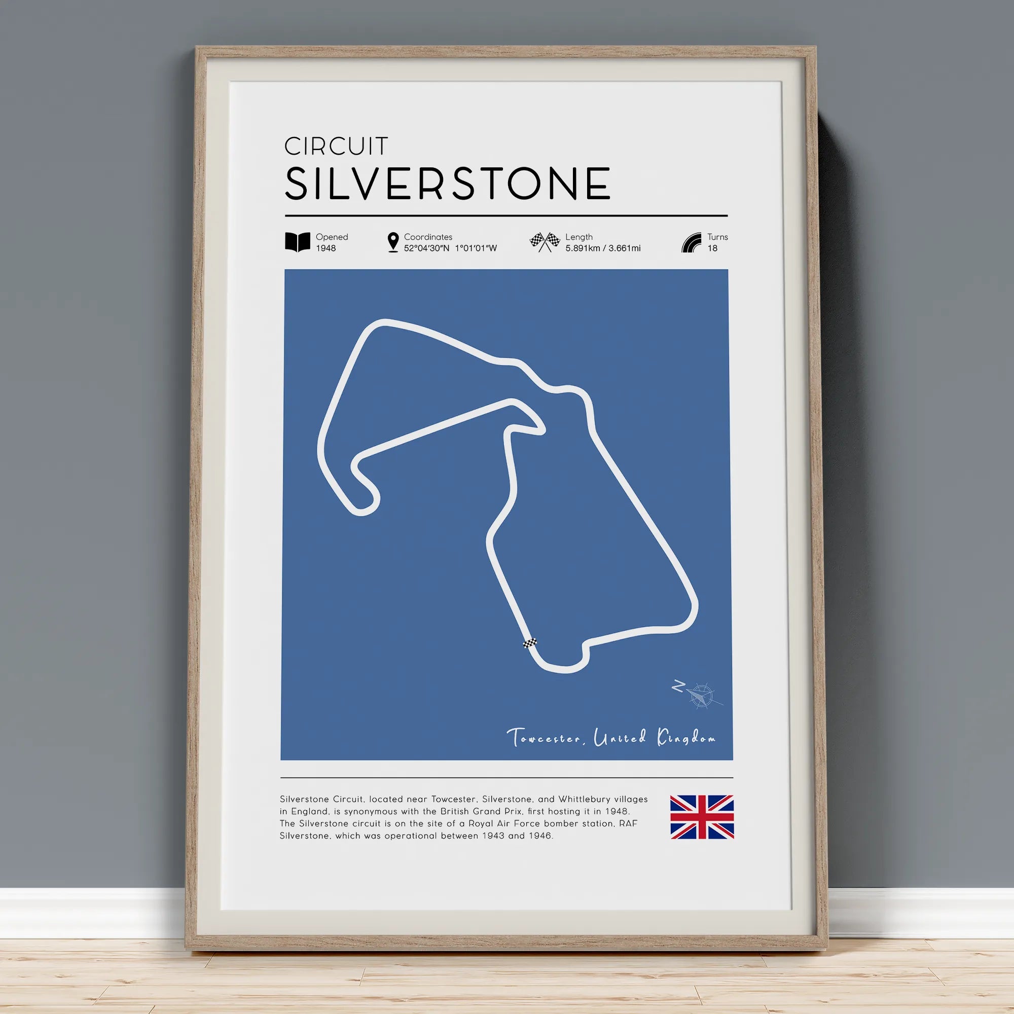 F1 Racetrack Art Silverstone | Vintage Poster