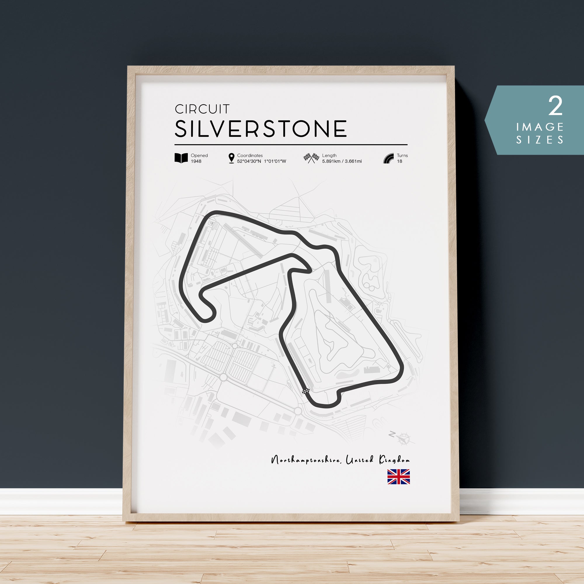 Formula 1 Poster, Silverstone Circuit Map