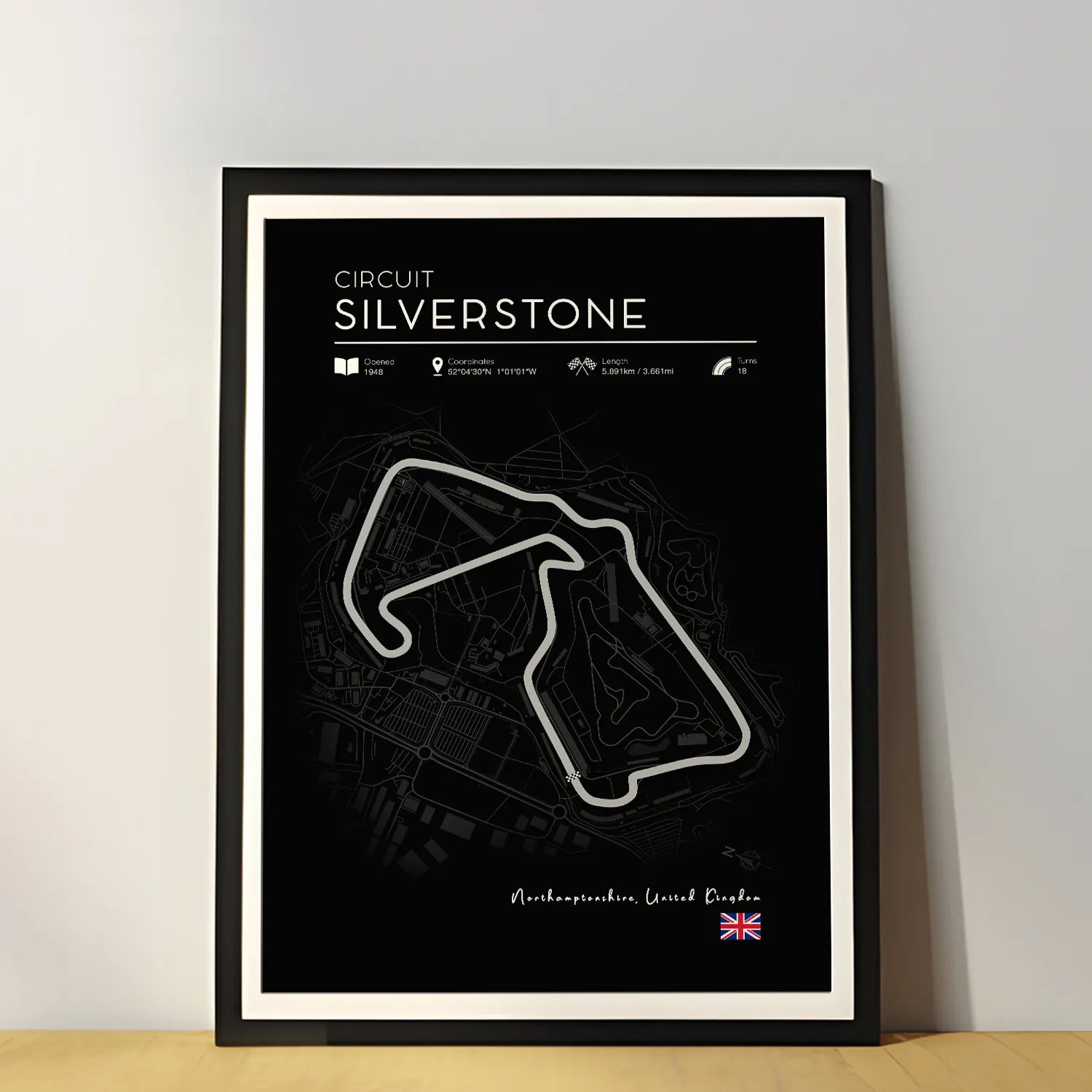 F1 Circuit Posters - Silverstone Circuit in Black