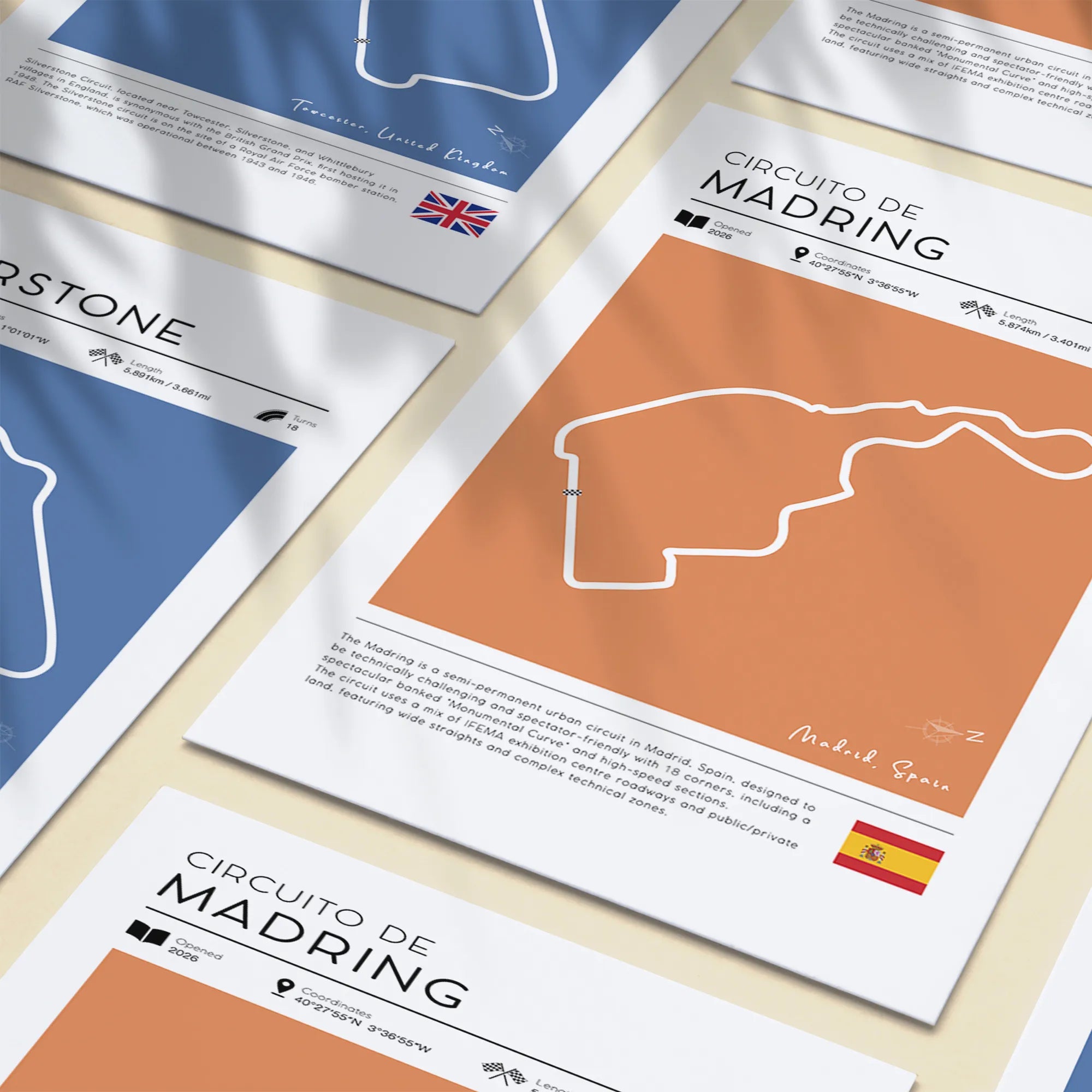 vintage F1 track posters featuring complete 2026 Formula 1 season circuit collection in timeless vintage design