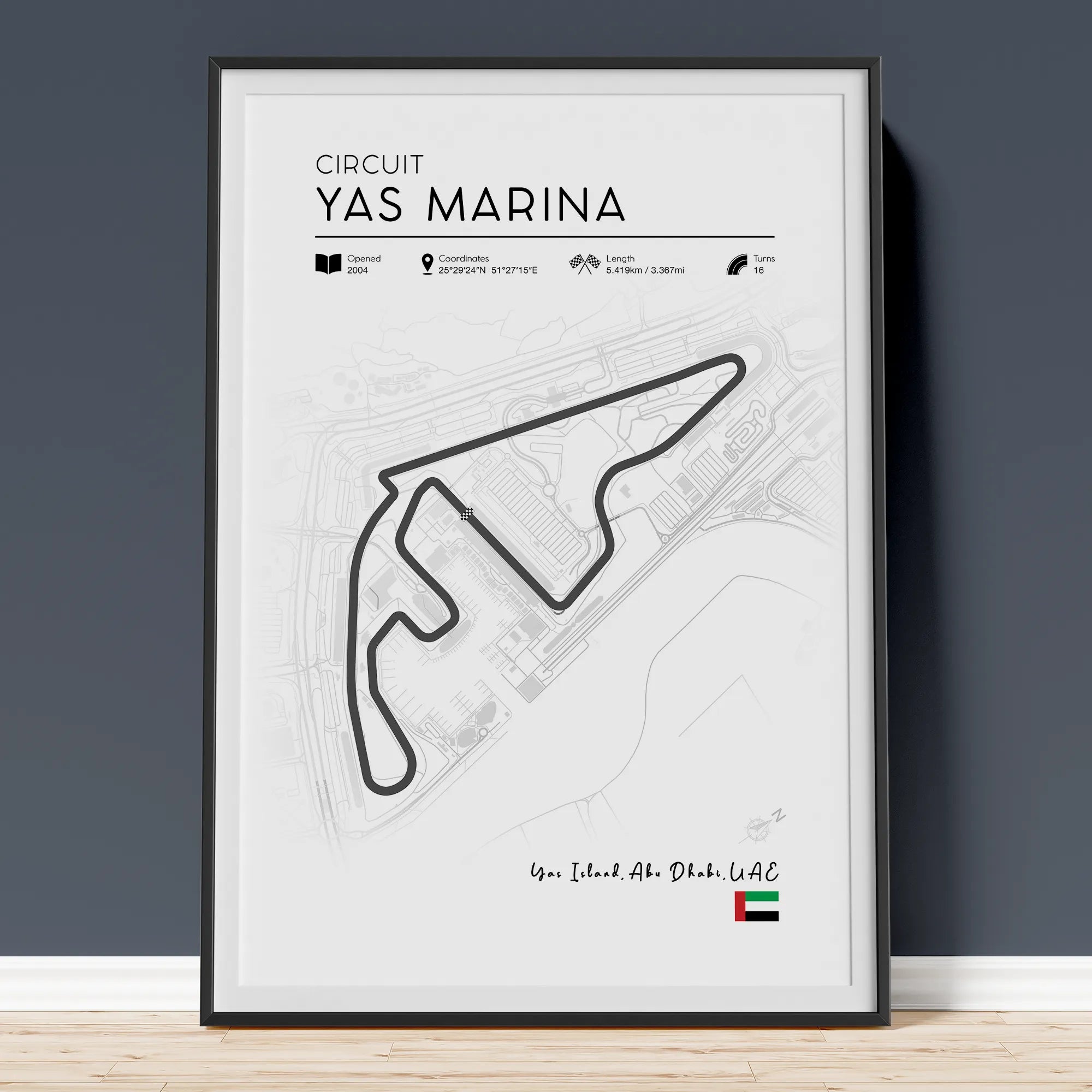 Yas Marina Abu Dhabi Grand Prix, Minimalist Formula 1 wall art print