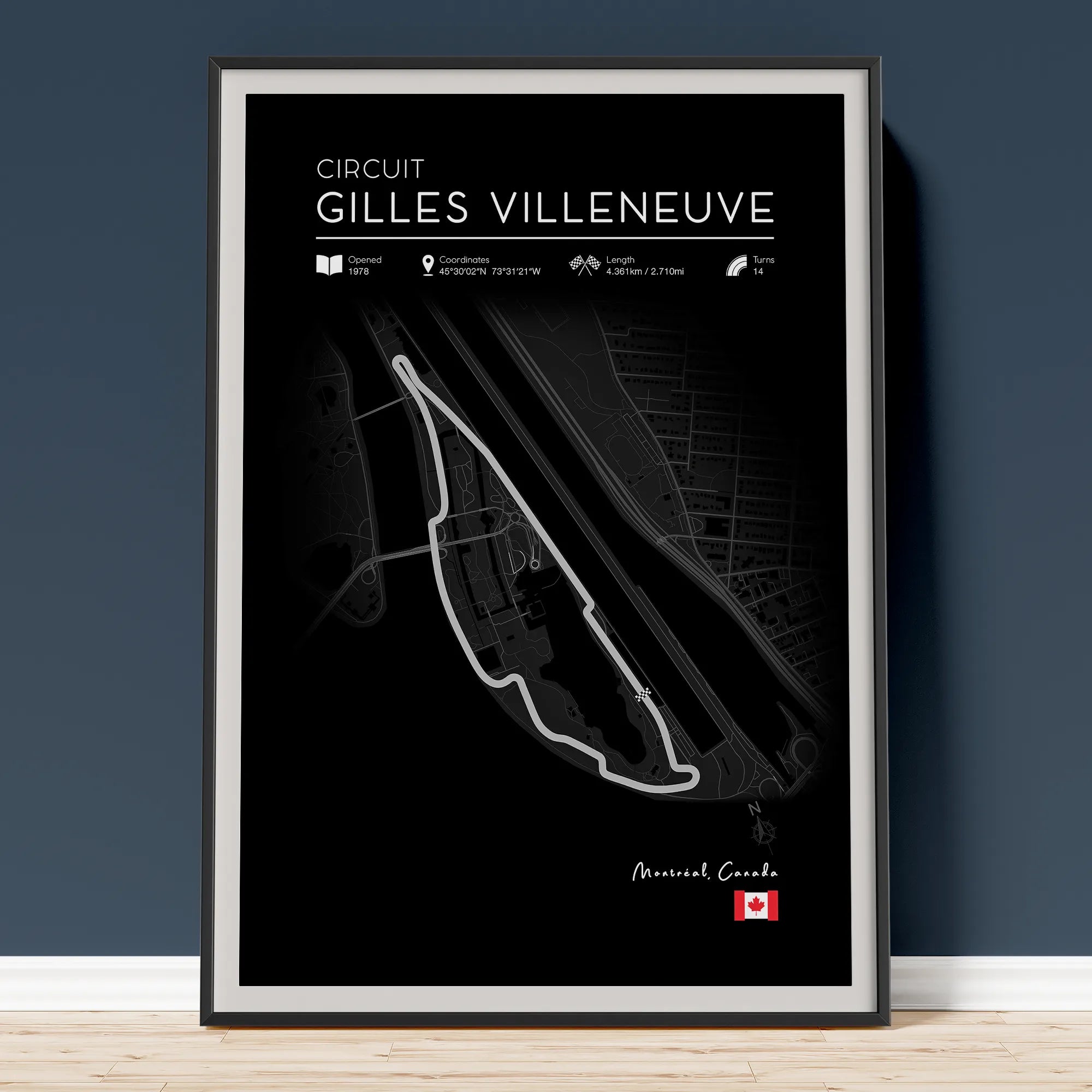 Circuit Gilles Villeneuve Poster in black