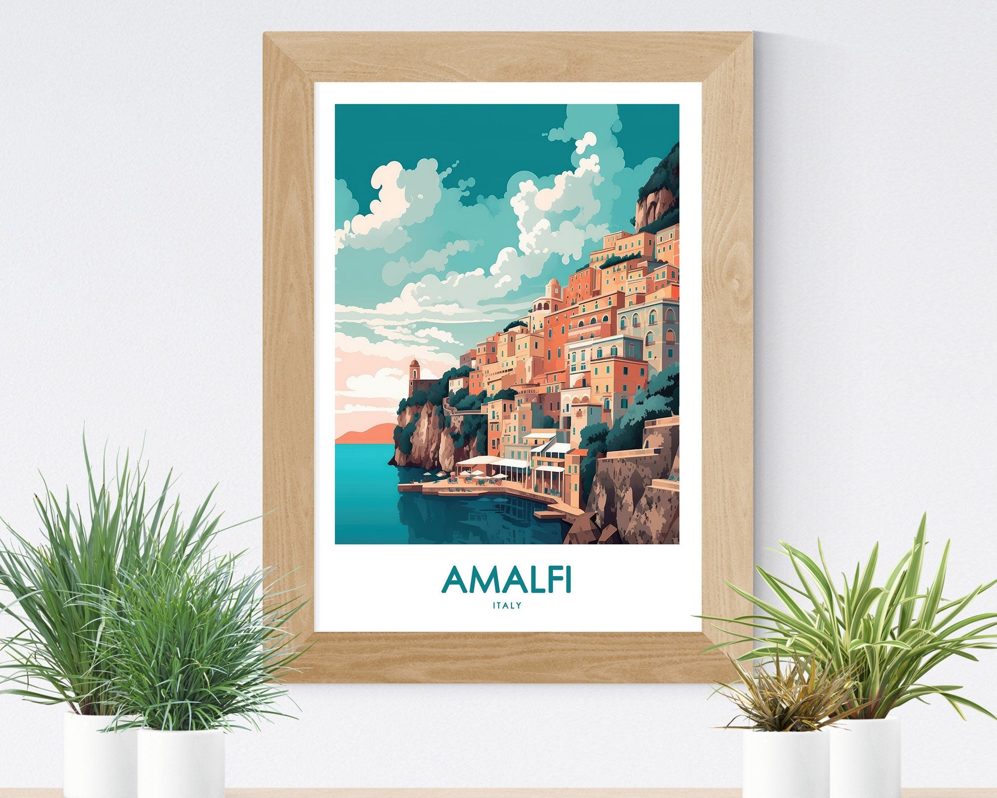 Amalfi Coast Print, Italy Travel Poster