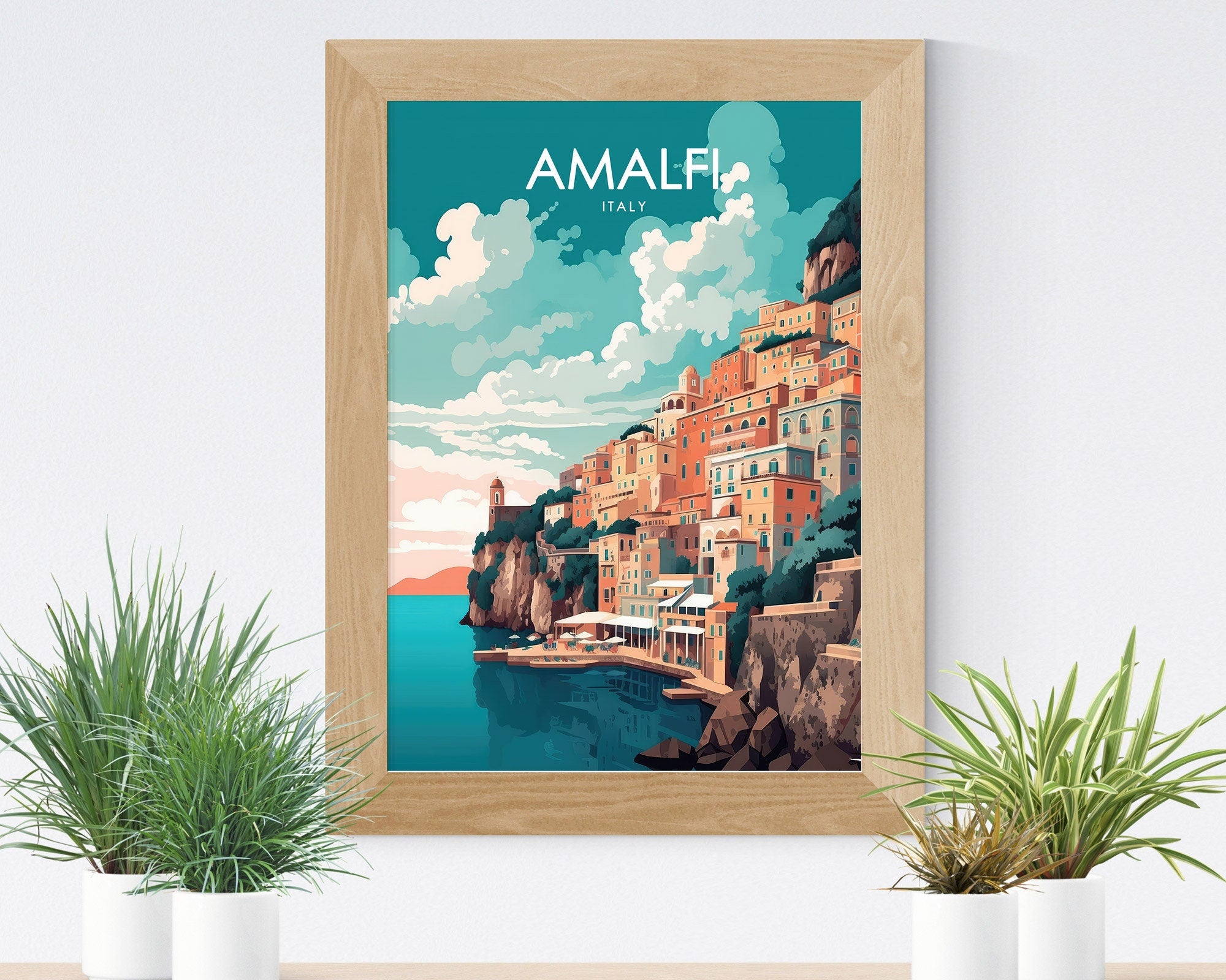 Amalfi Coast Print, Italy Travel Poster