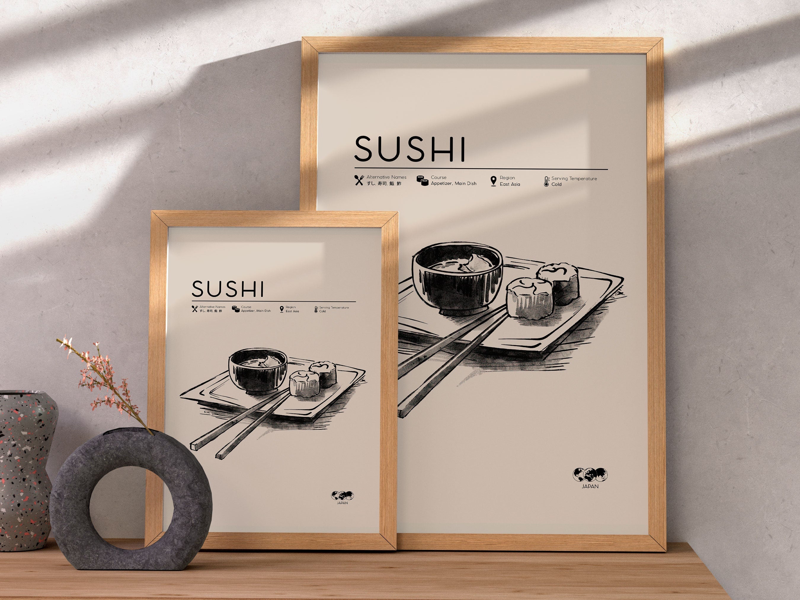 Sushi Poster, Minimalist Food Art Print