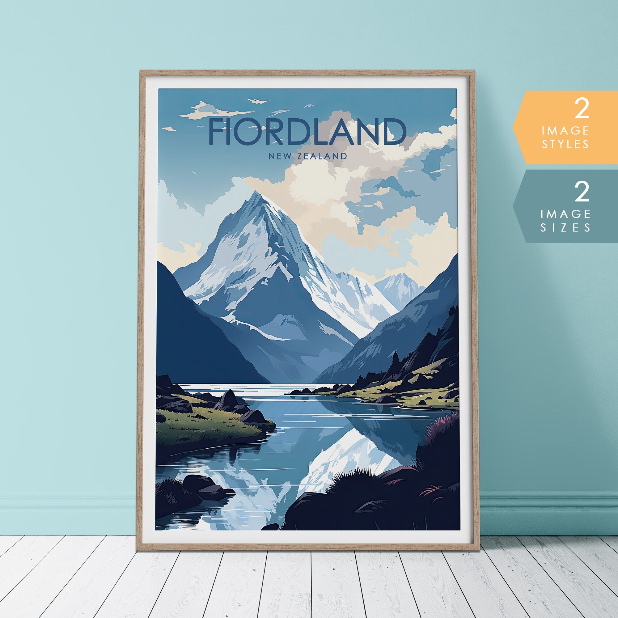 Fiordland New Zealand Travel Poster