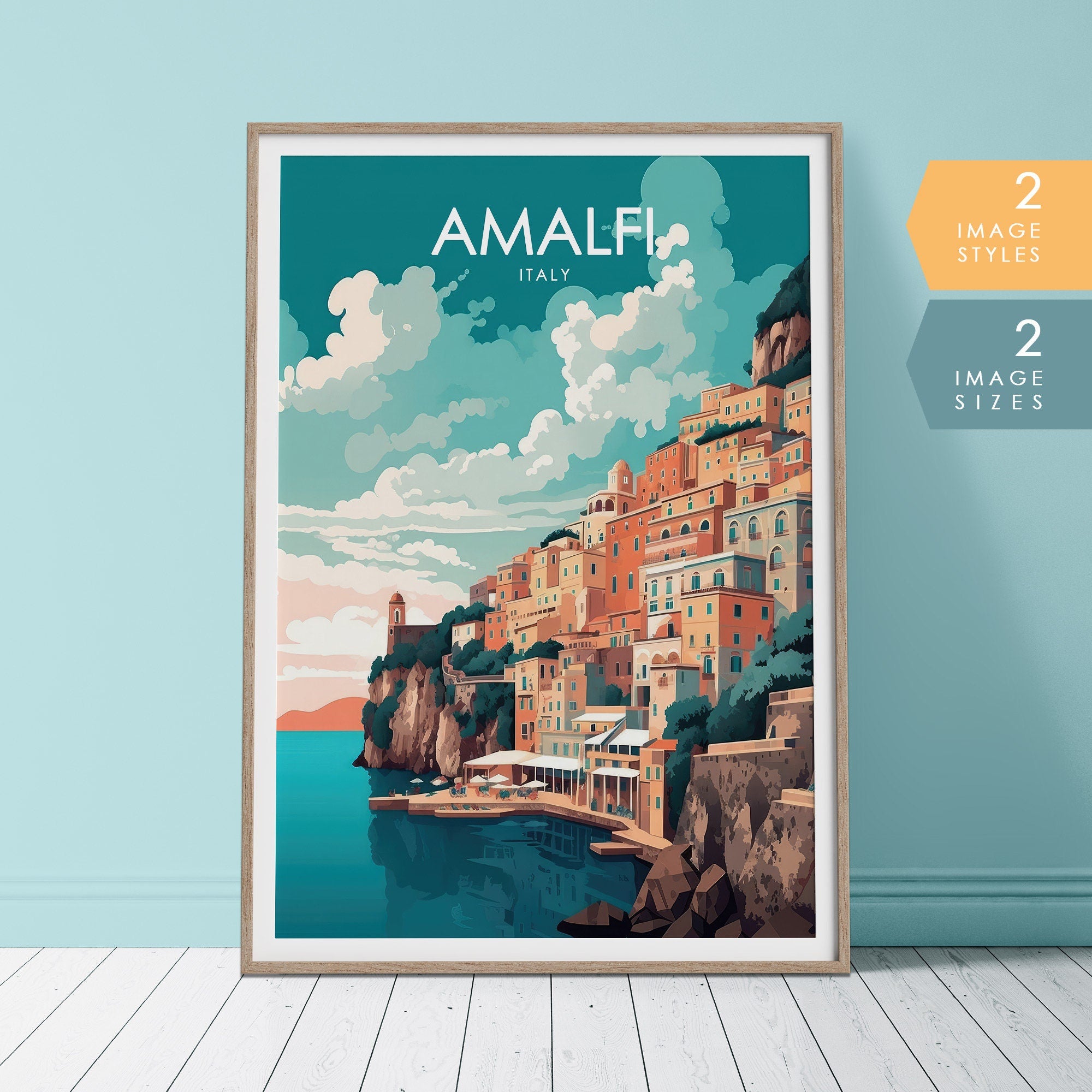 Amalfi Coast Print, Italy Travel Poster