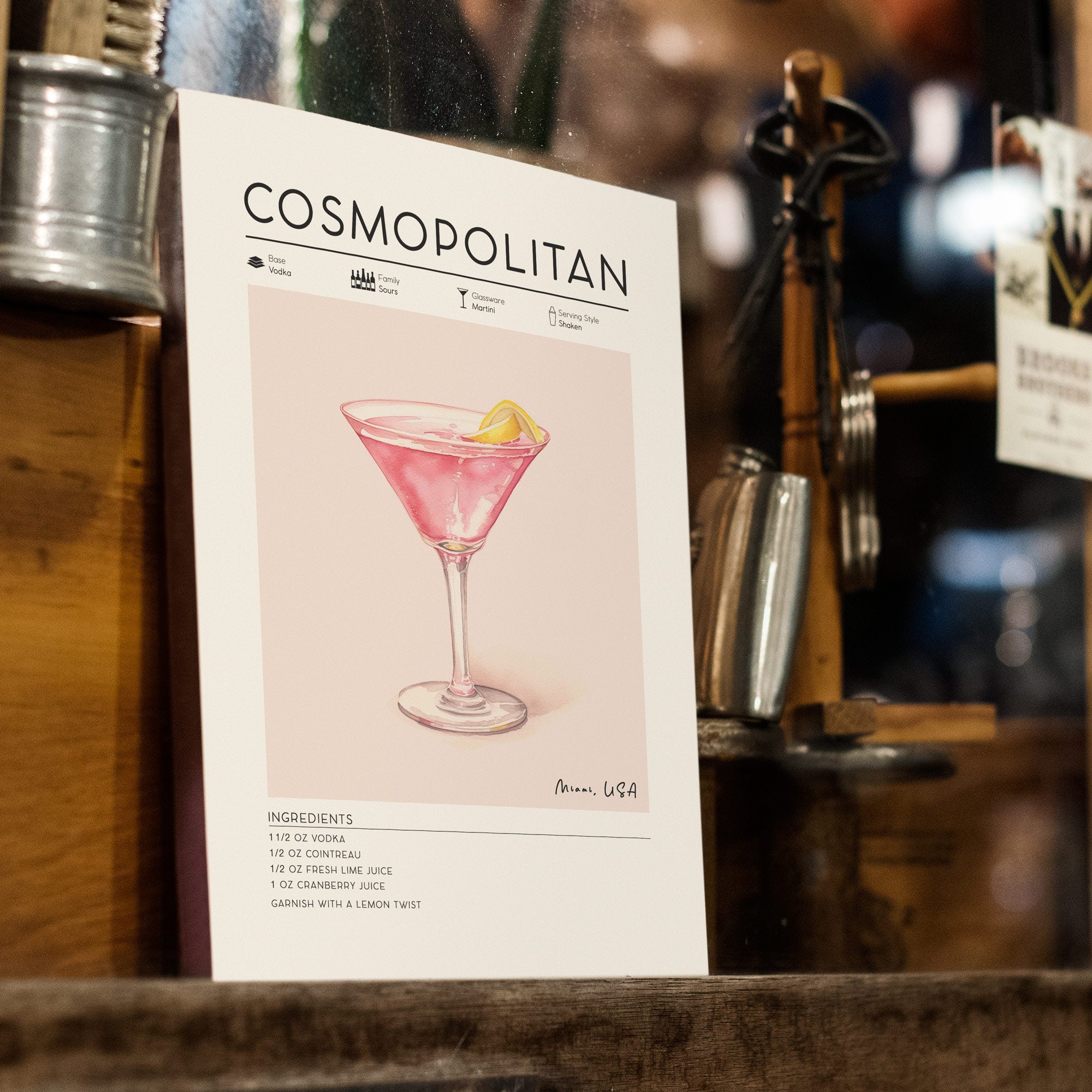 Classic Cosmopolitan Cocktail Poster