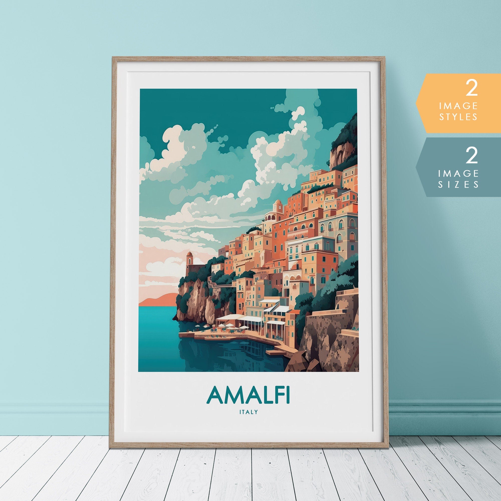 Amalfi Coast Print, Italy Travel Poster