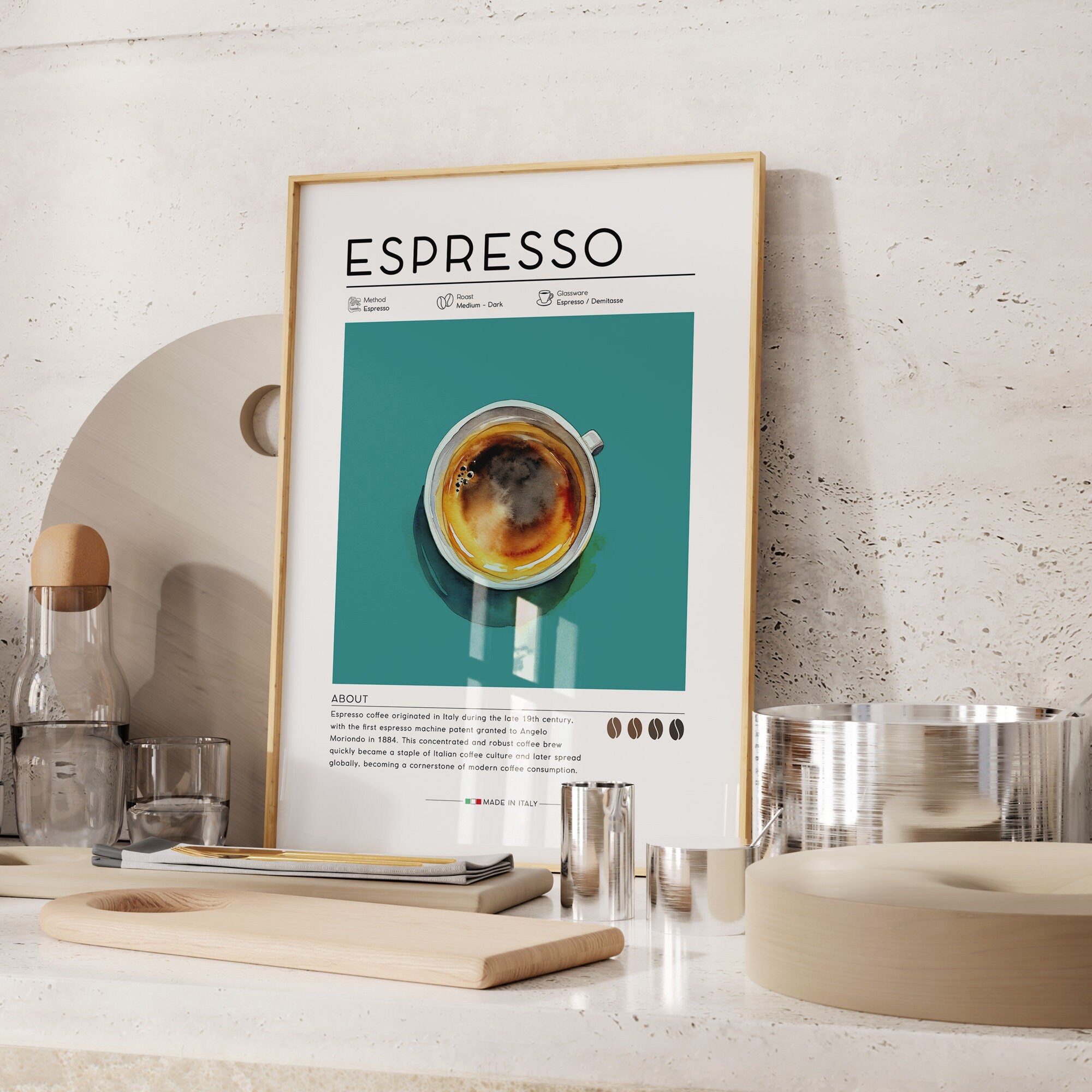 Retro Coffee Poster, Italian Espresso Art Print