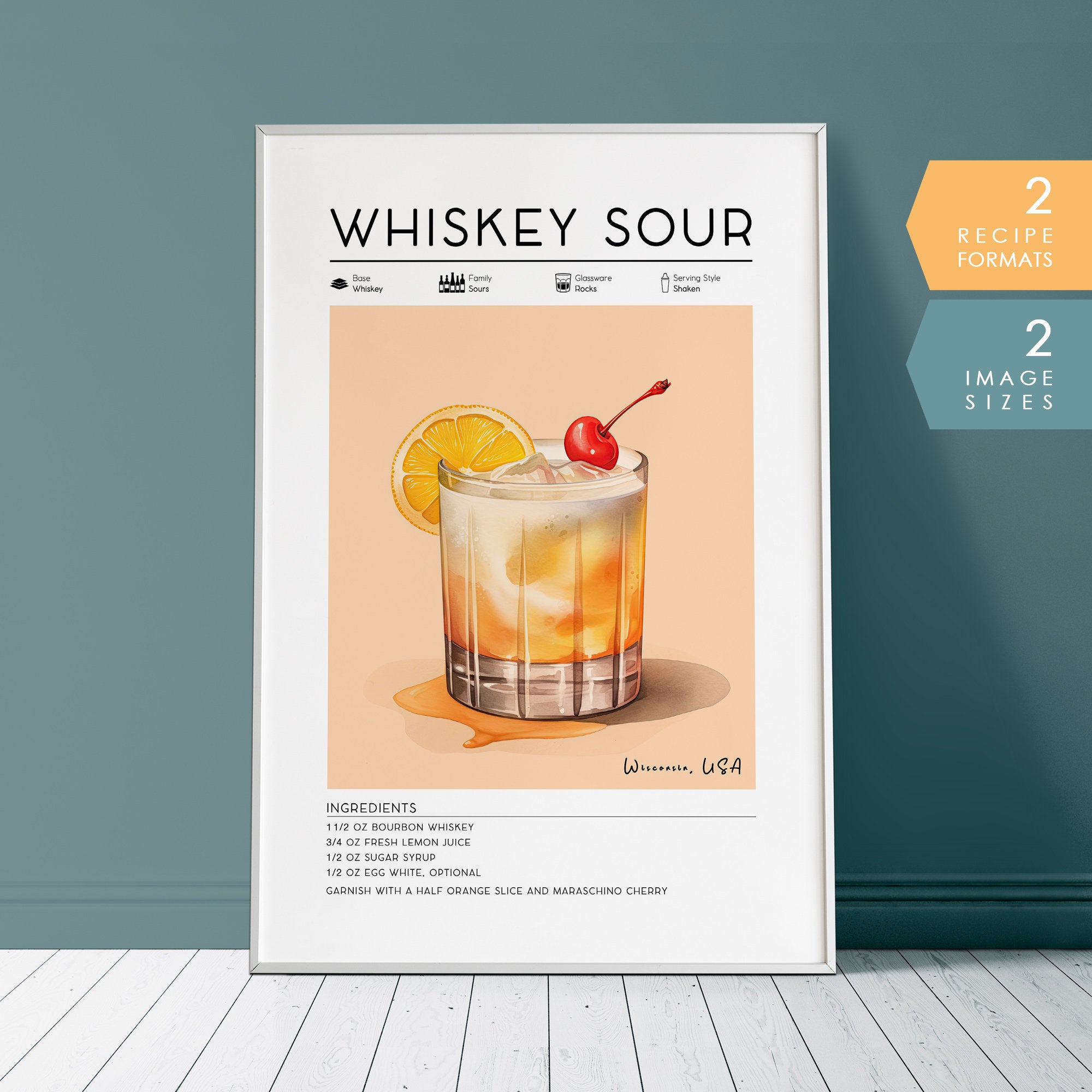 Whiskey Sour Cocktail Poster