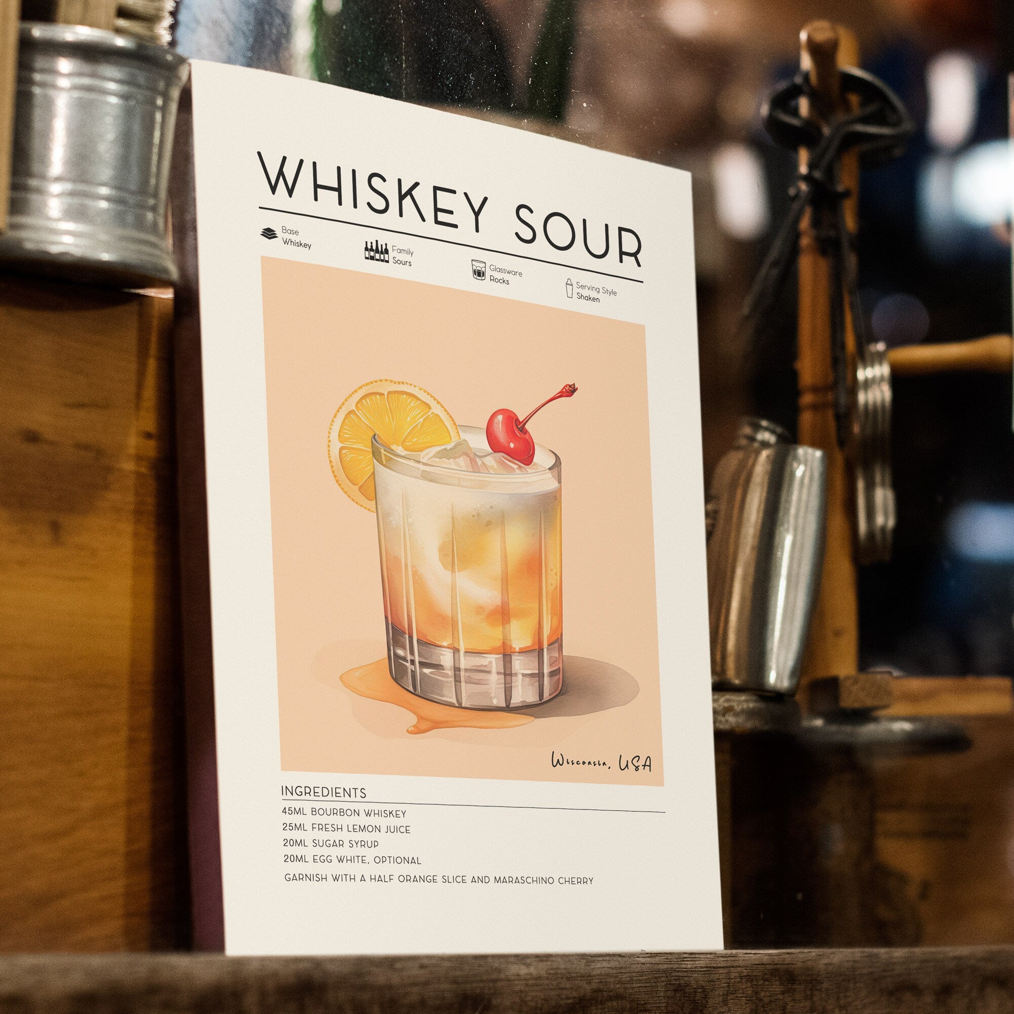 Whiskey Sour Cocktail Poster