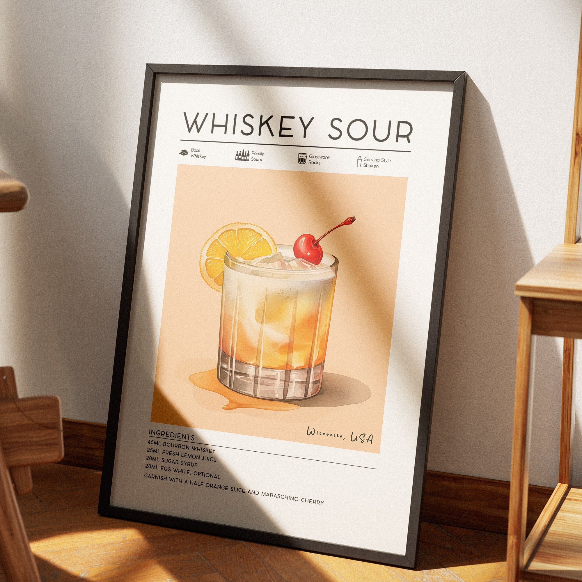 Whiskey Sour Cocktail Poster