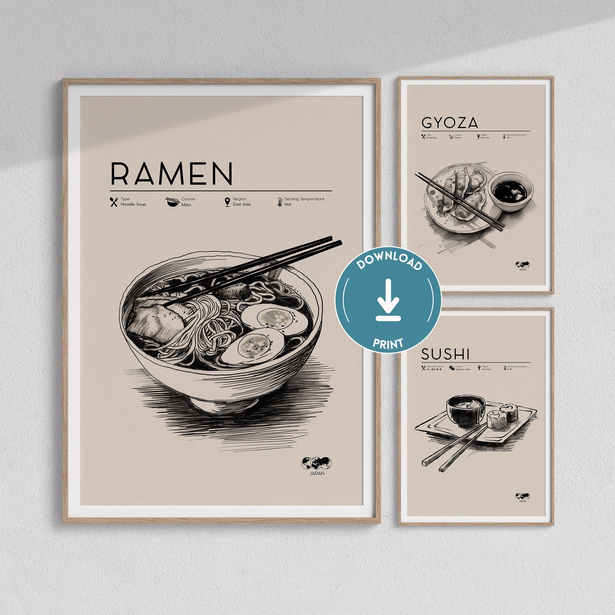 Set of 3 Japanese Food Posters