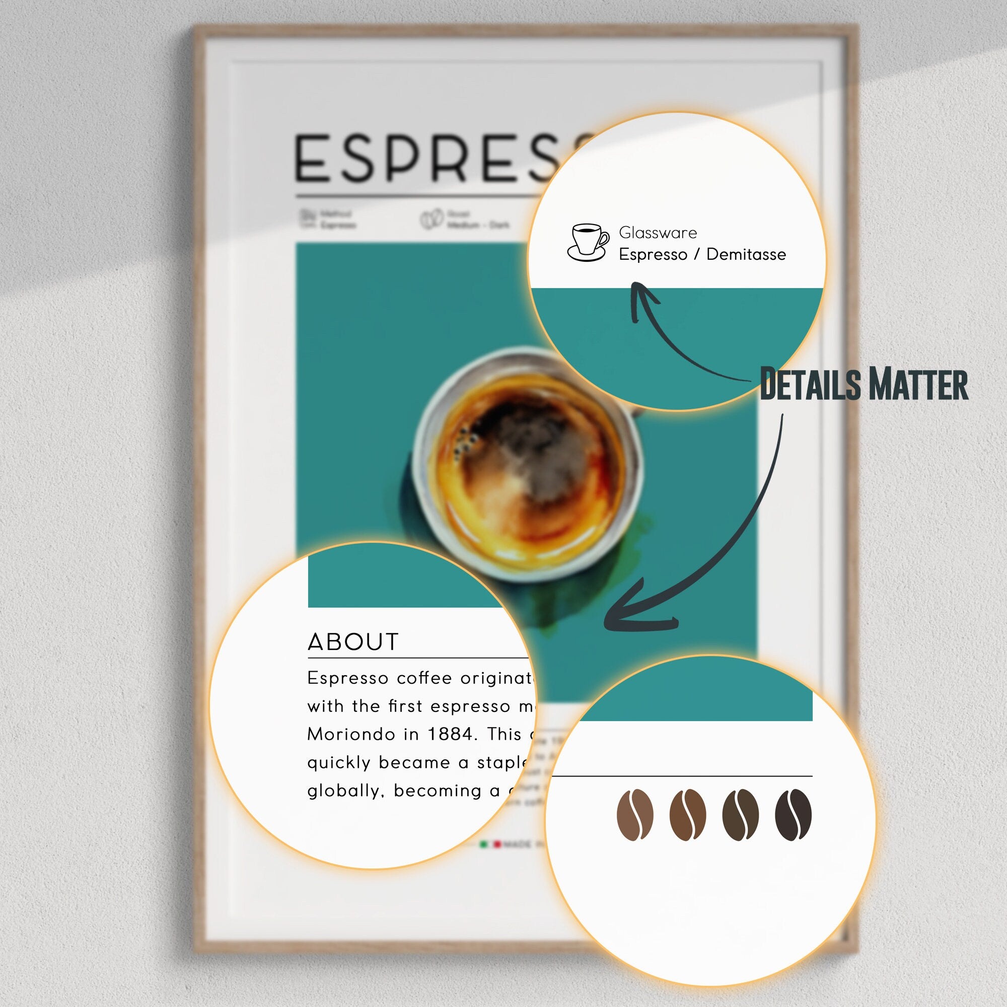 Retro Coffee Poster, Italian Espresso Art Print