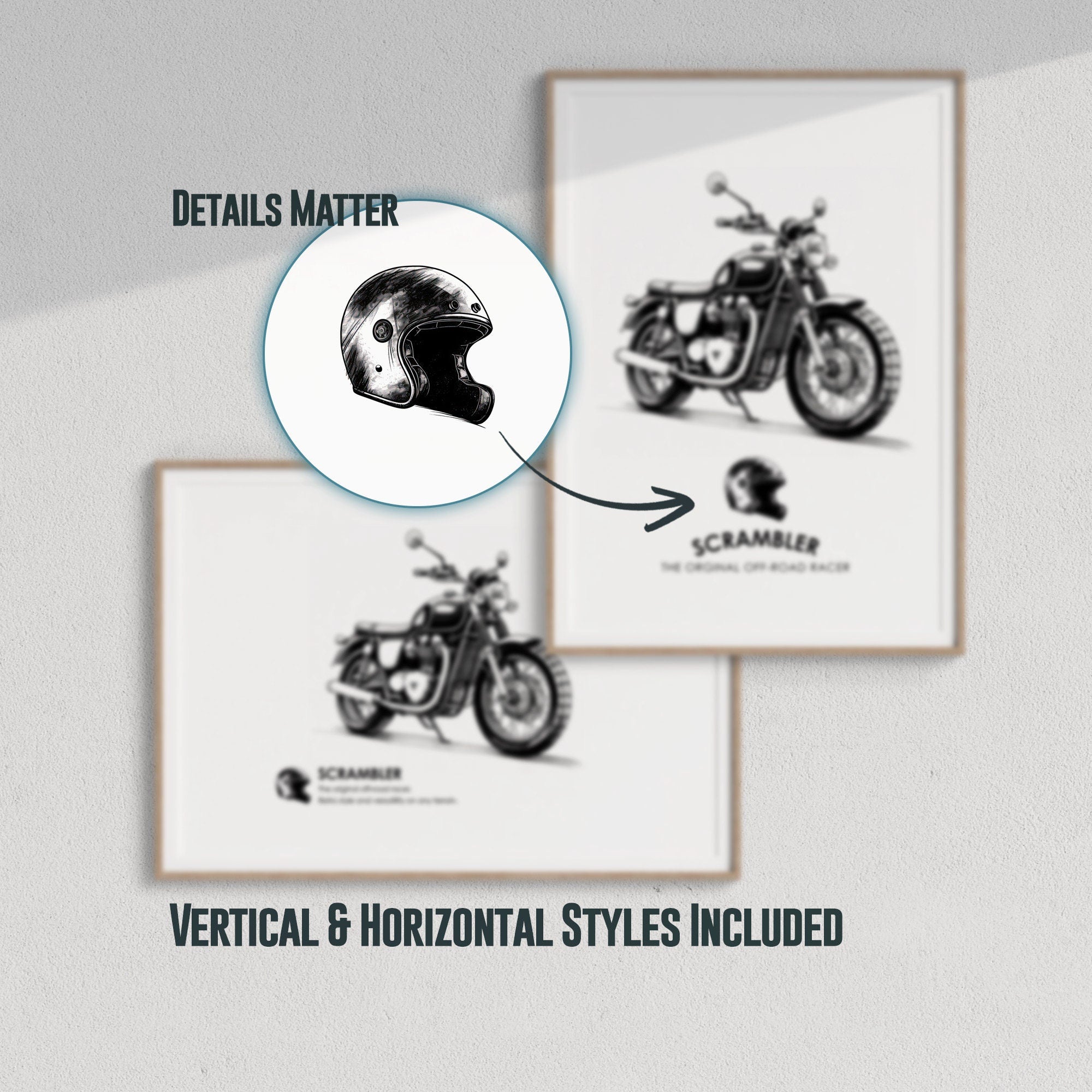 Motorcycle Wall Art, Set of 8 Classic Motorcycle Posters