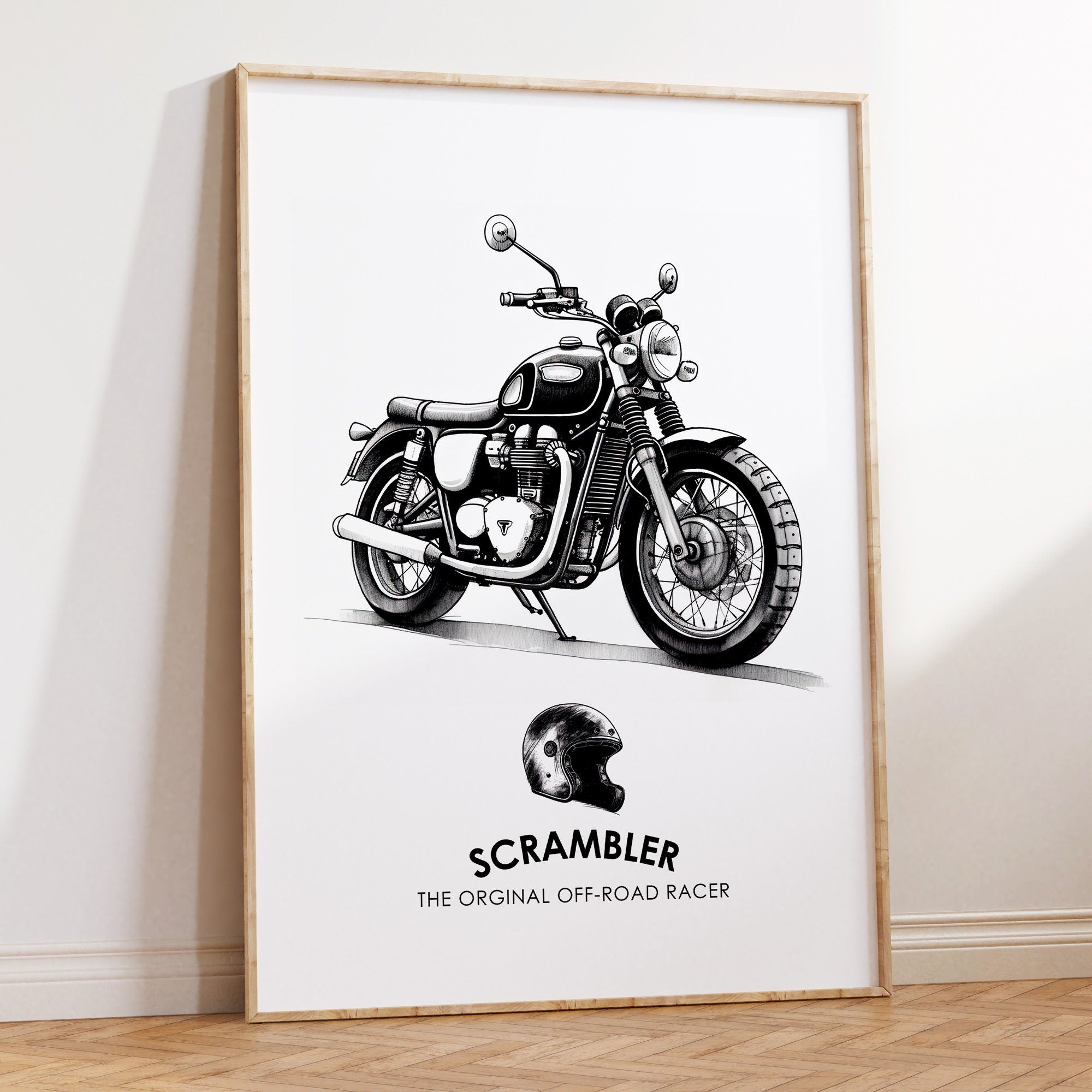 Motorcycle Art, Retro Triumph Scrambler Poster