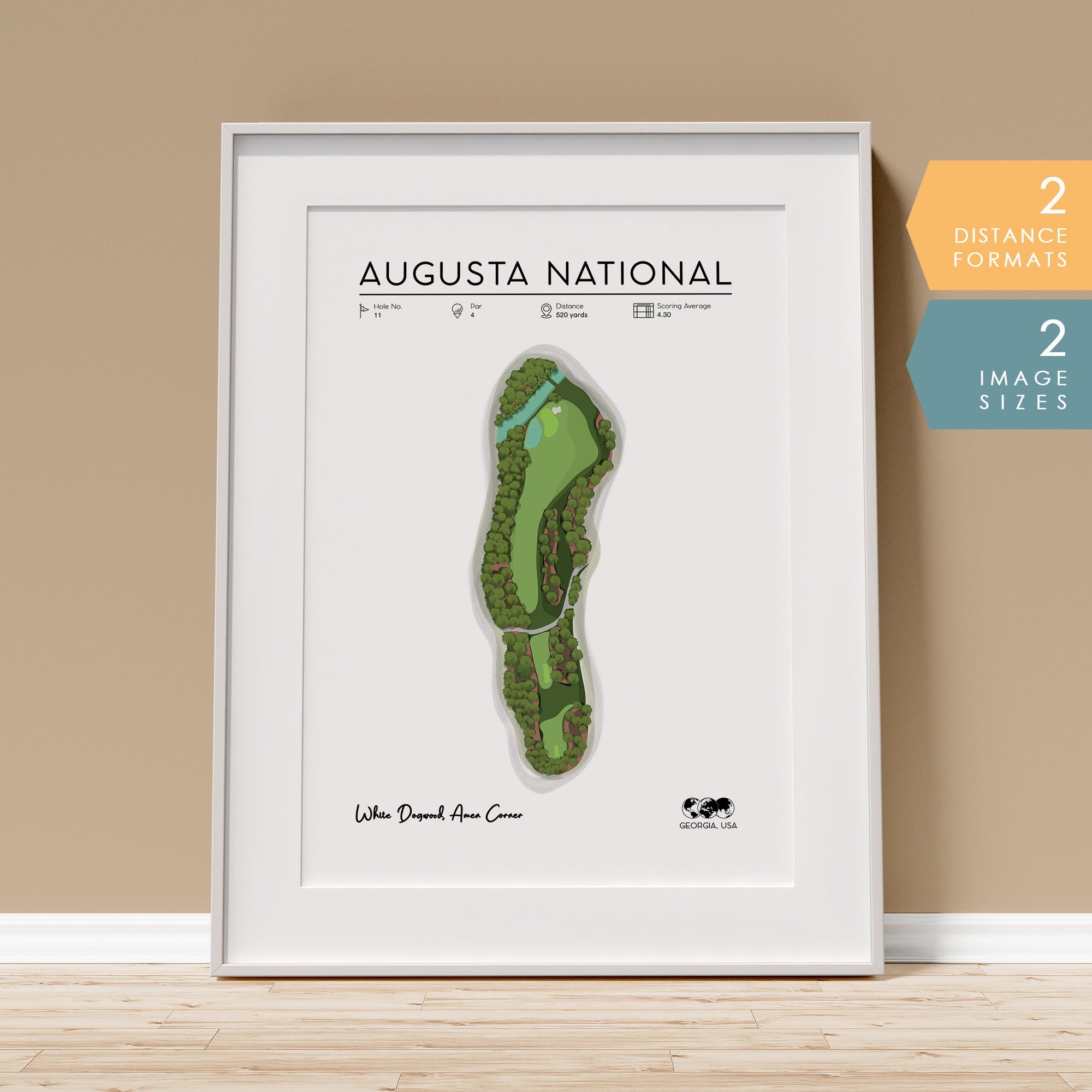 Augusta National Golf Course Map print