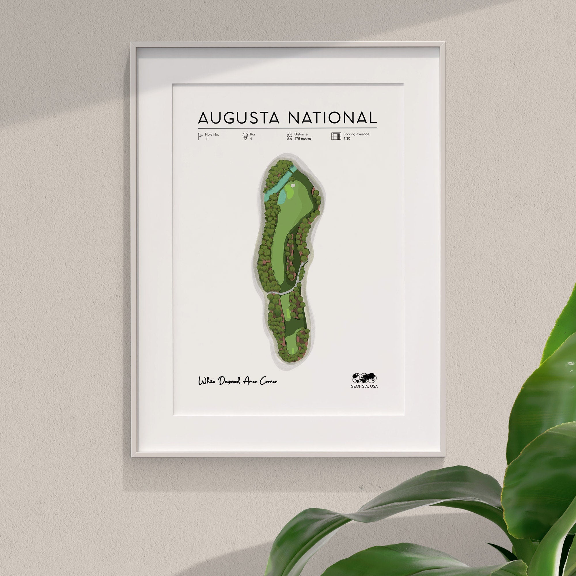 Augusta National Golf Course Map print