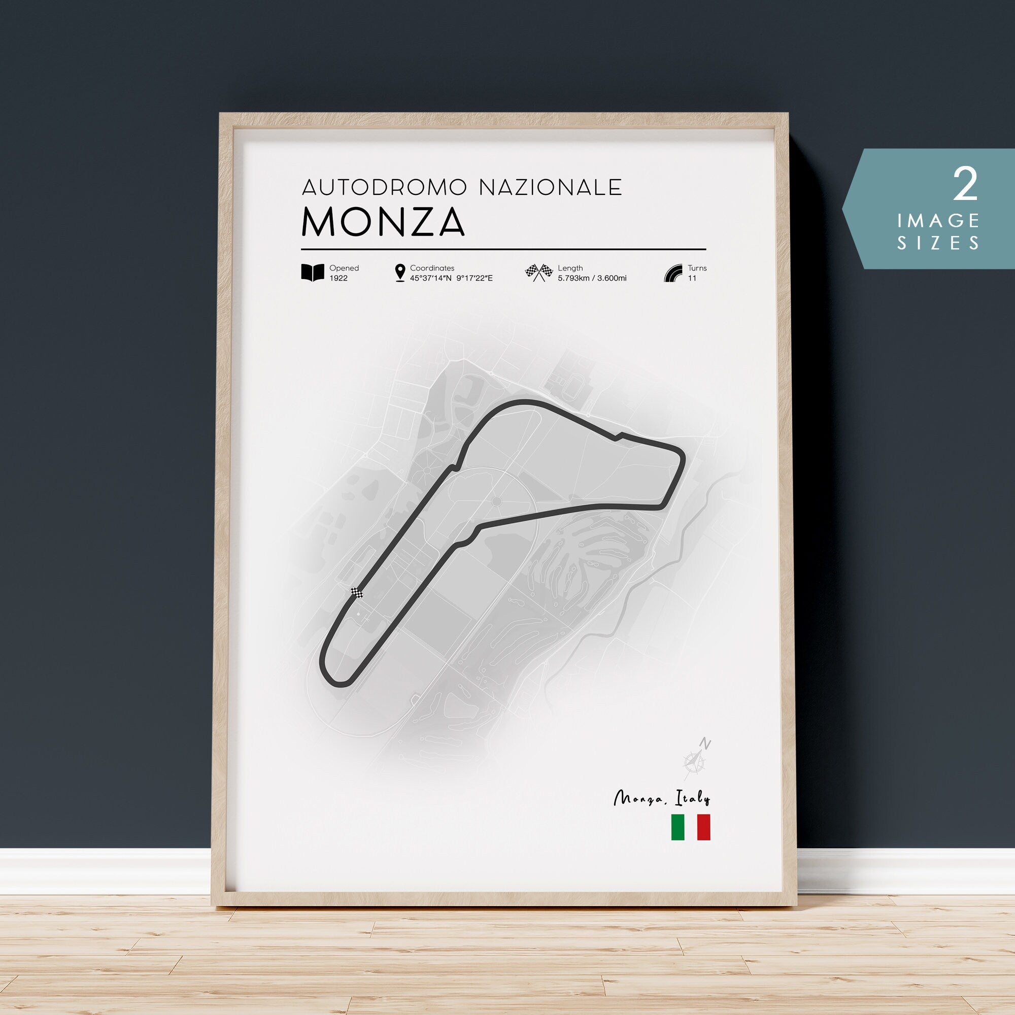 F1 Circuit Map print, Monza Italy 