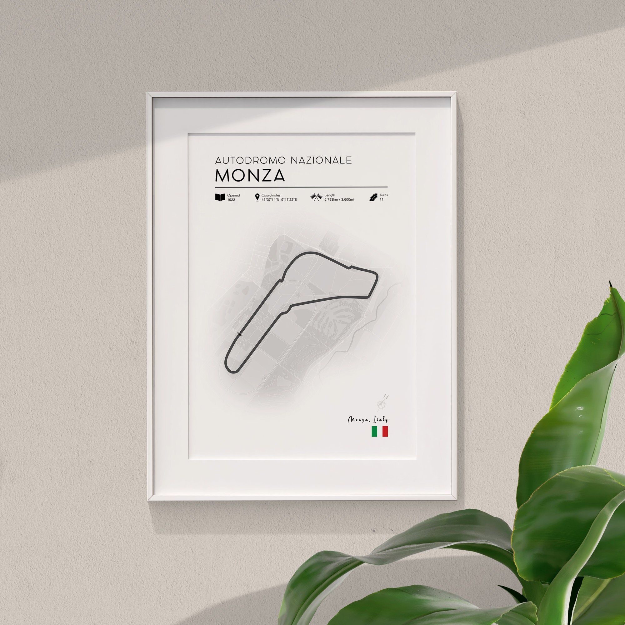 F1 Circuit Map print, Monza Italy 