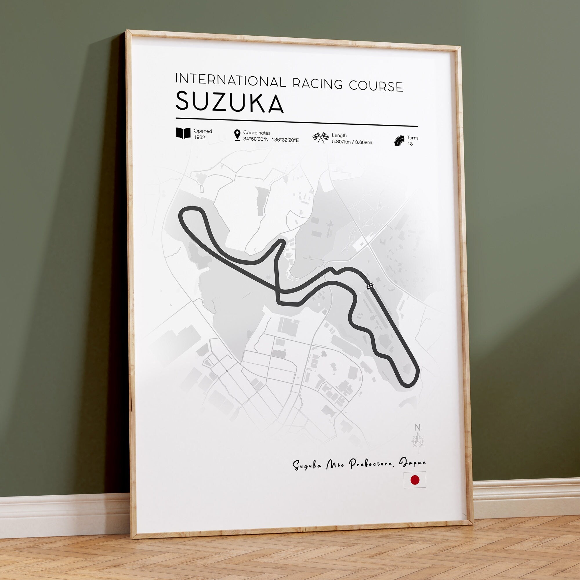 Formula 1 Poster, Suzuka Circuit Map