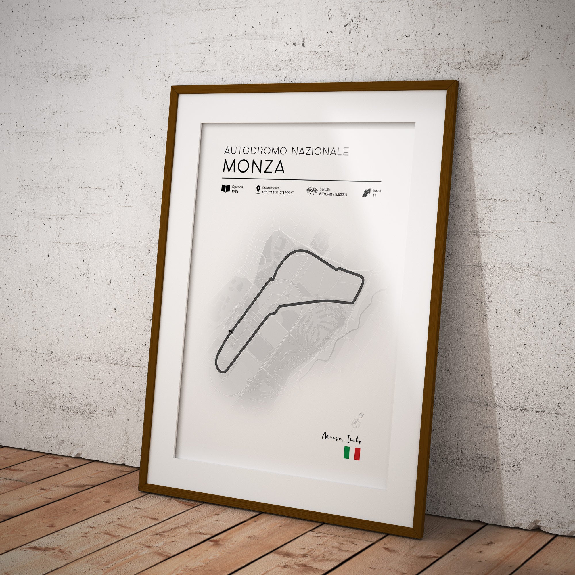 F1 Circuit Map print, Monza Italy 